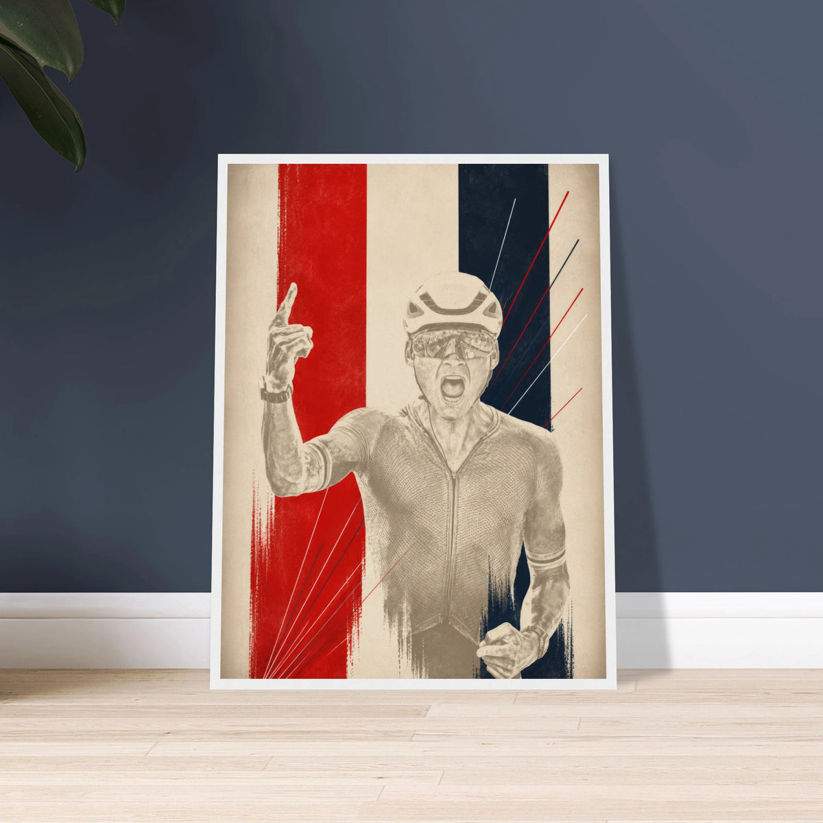 Affiche coureur MVDP encadrée, poster cyclisme sur route
