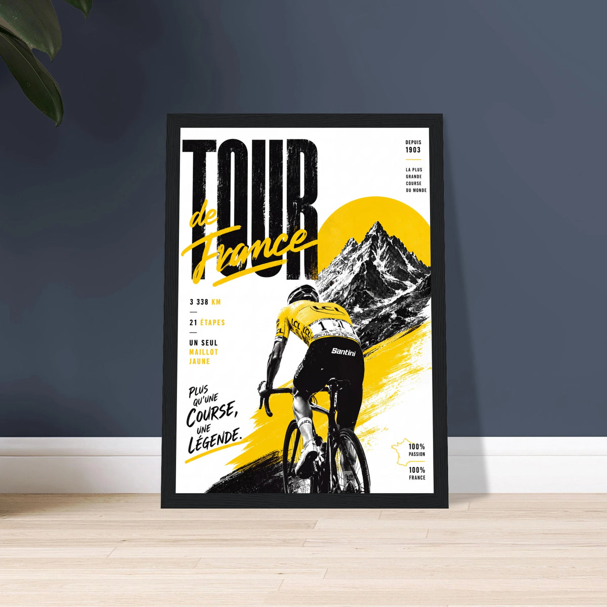 Affiche cycliste La Grande Boucle, poster encadré format portrait