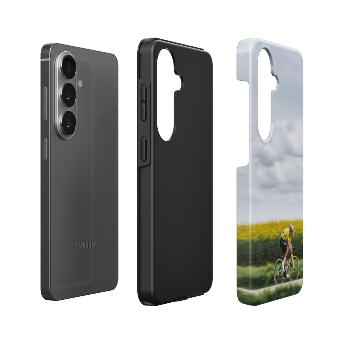 Coque de téléphone cyclisme WVA Paris-Roubaix, vue de profil et bords renforcés