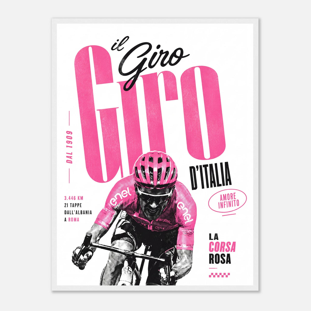 Poster course cycliste Il Giro d'Italia, tirage encadré STAY Cycling