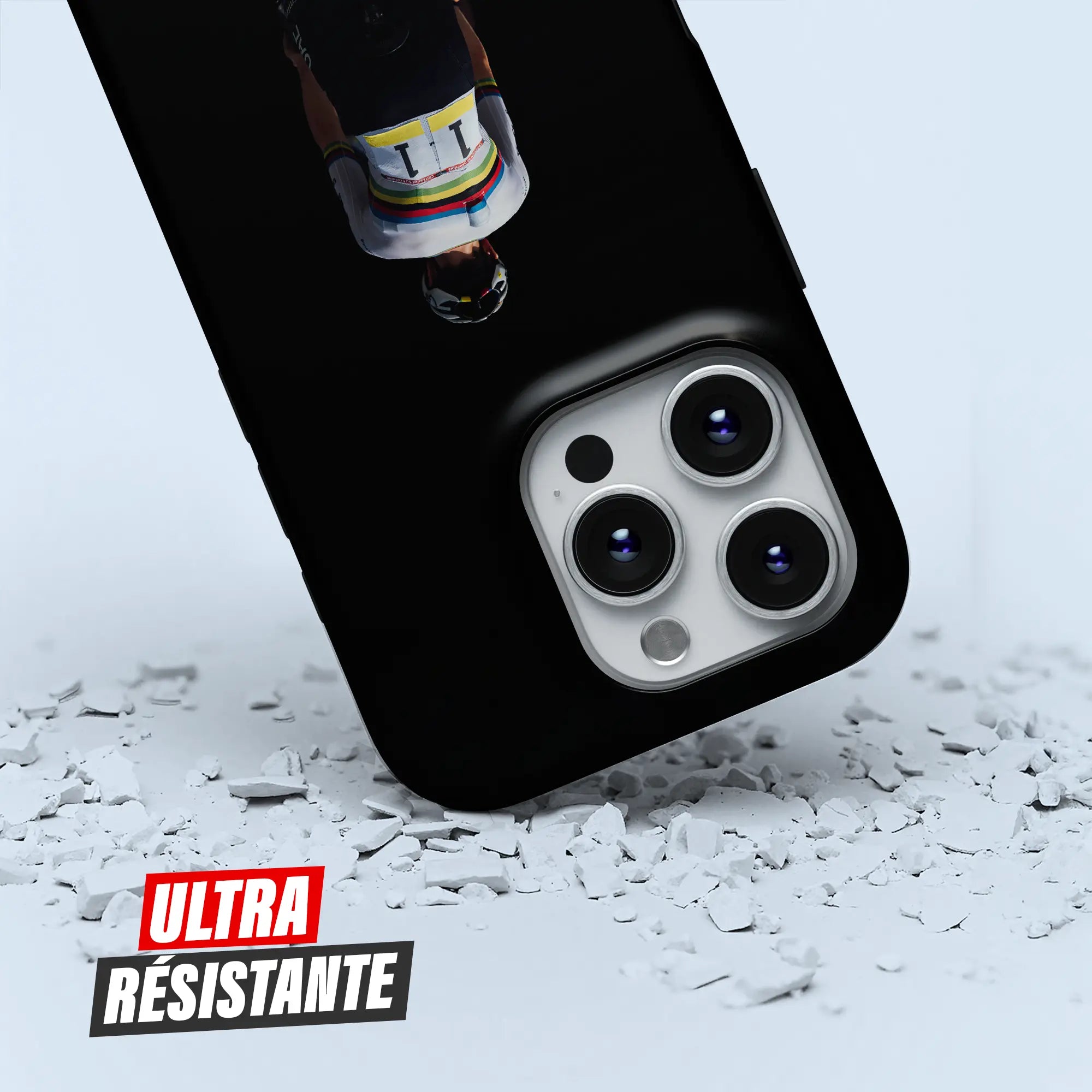 Coque iPhone cyclisme Black Leader, protection double couche
