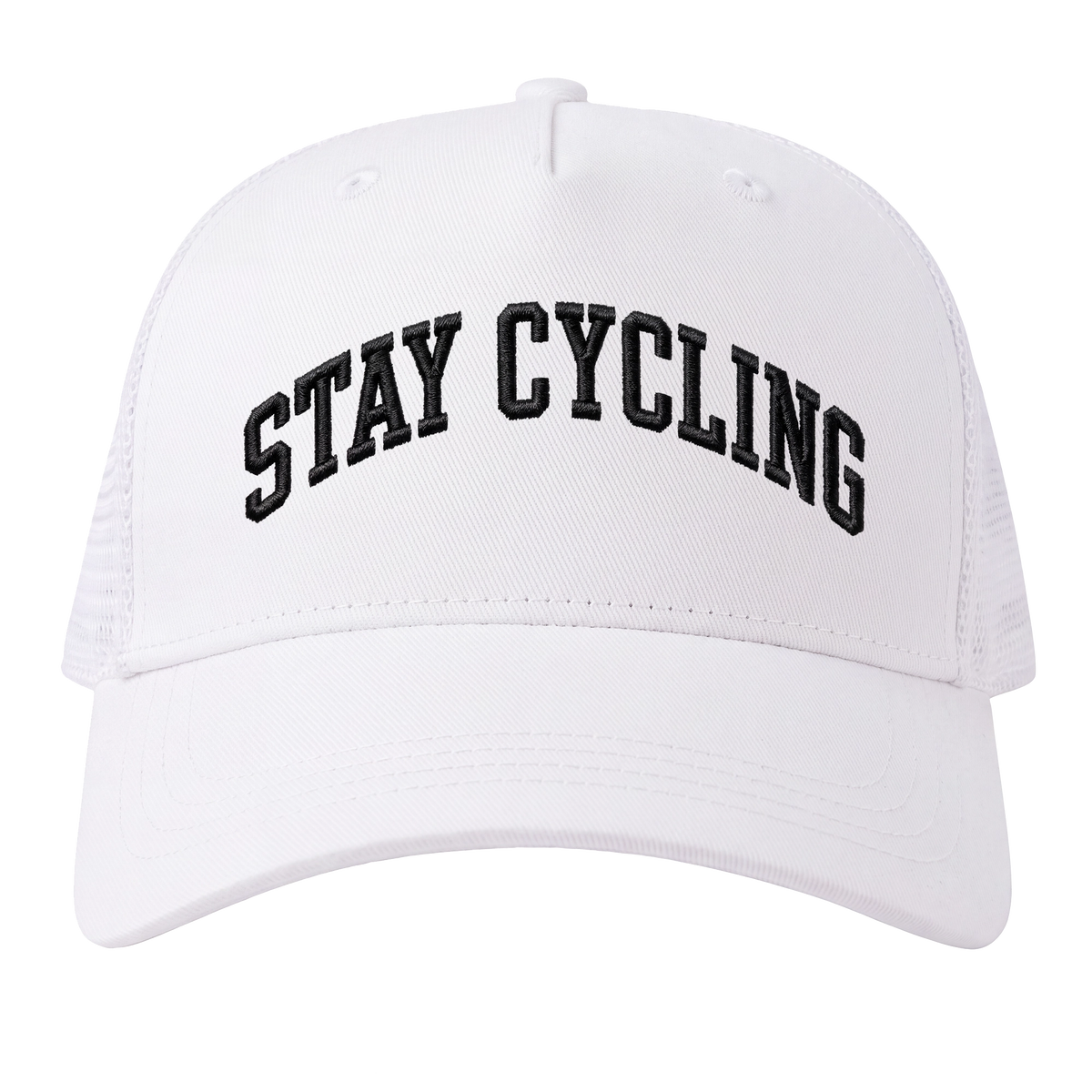 Casquette vélo STAY Cycling logo classique, vue de face avec broderie sur panneau coton