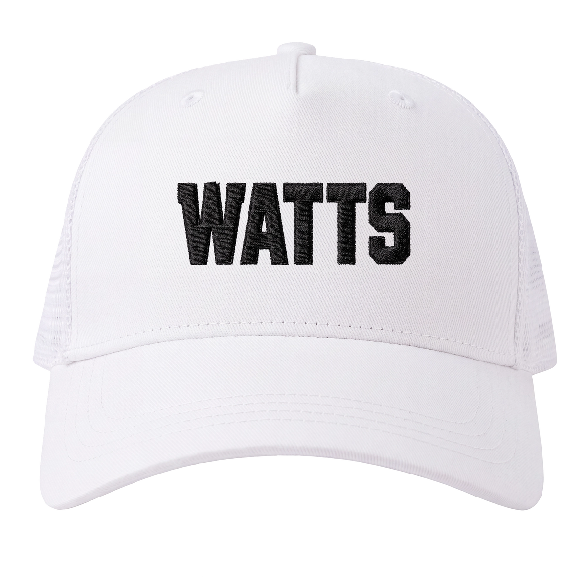 Casquette vélo Watts, vue de face avec broderie sur panneau coton