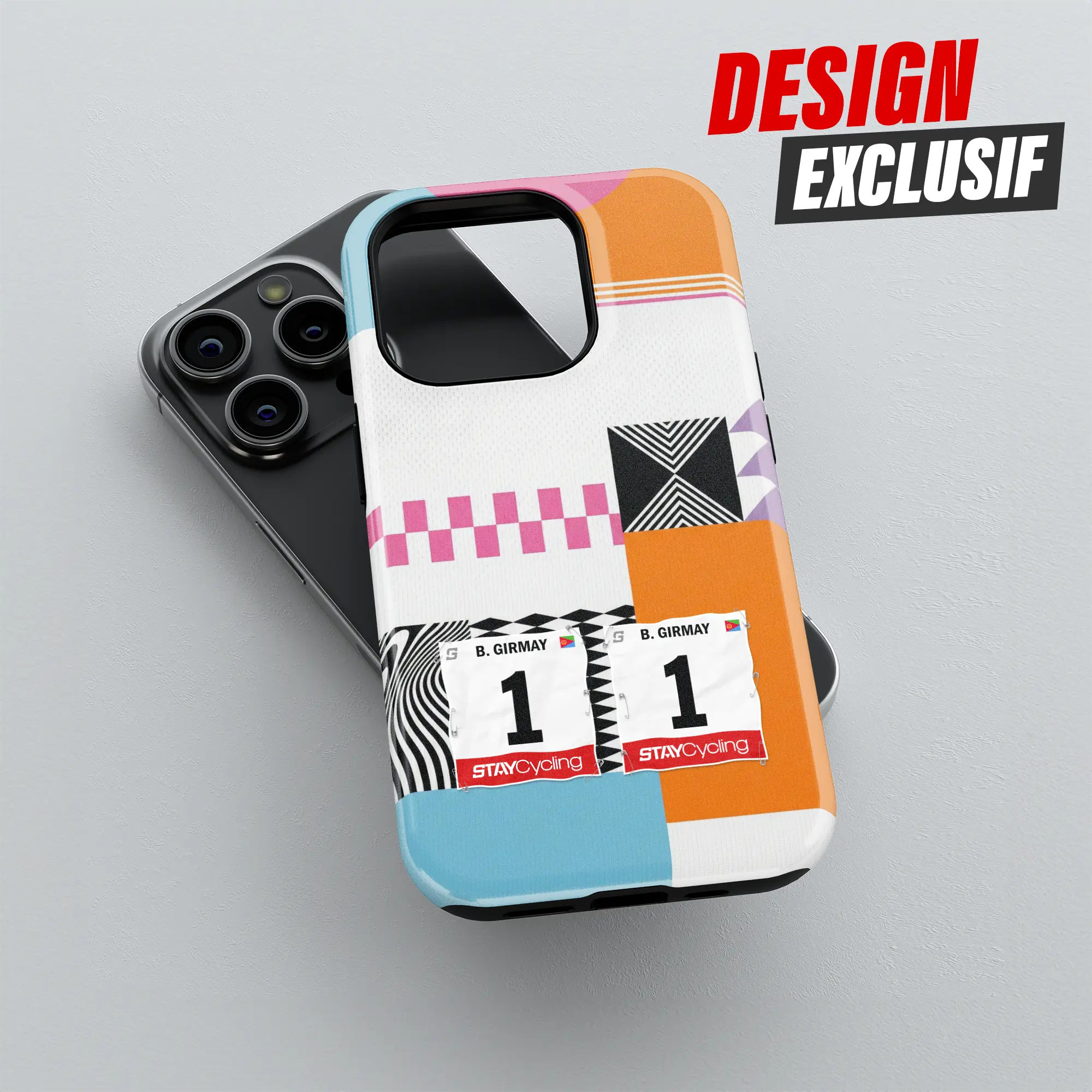 Coque de téléphone NSN Cycling Team, détail de l'impression 3D haute définition