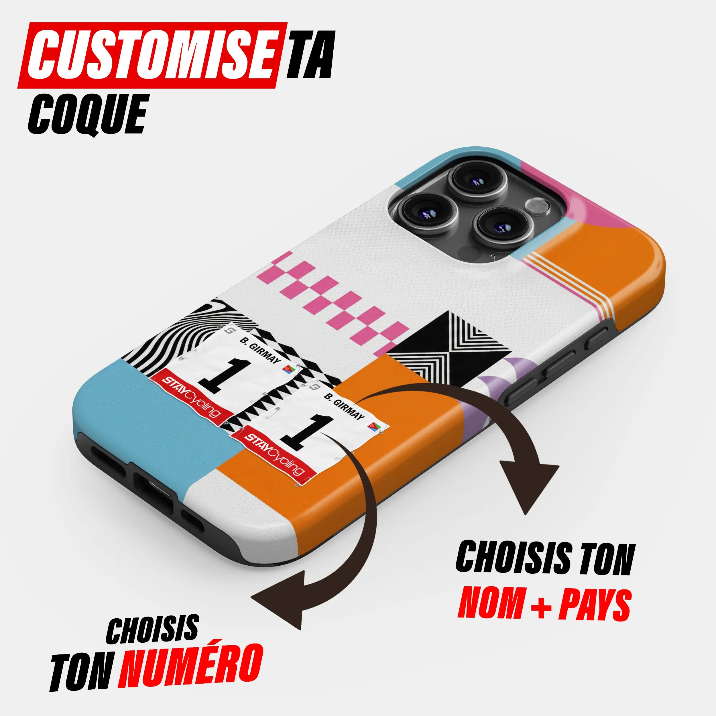 Coque téléphone cyclisme personnalisée aux couleurs NSN Cycling Team, protection double couche
