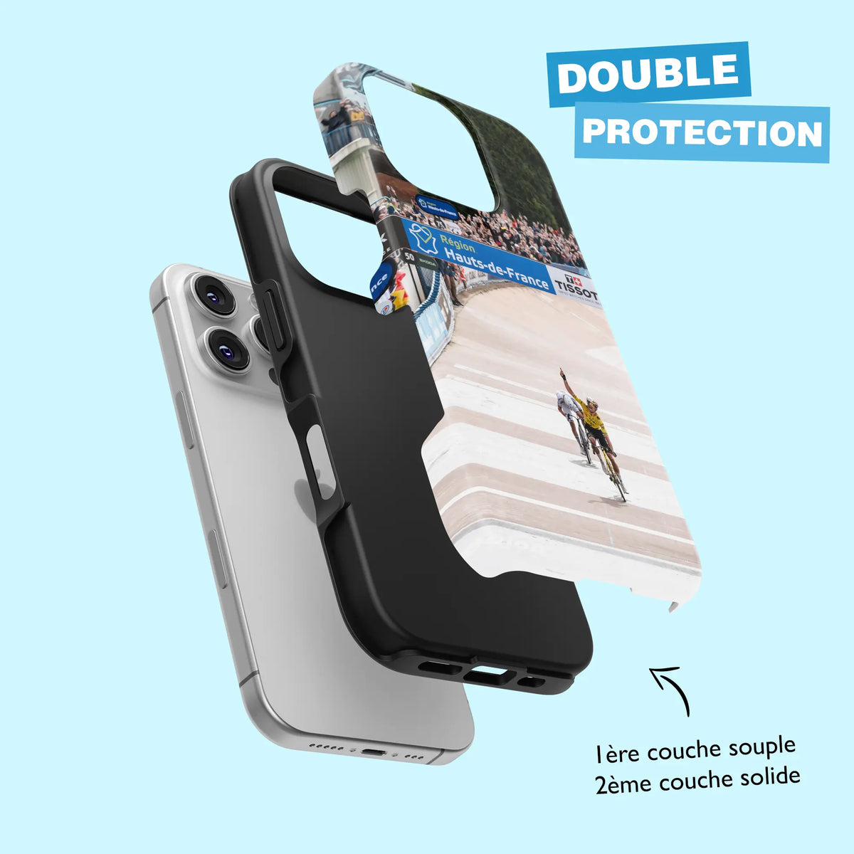 Coque iPhone WVA Paris-Roubaix, gros plan sur le graphisme