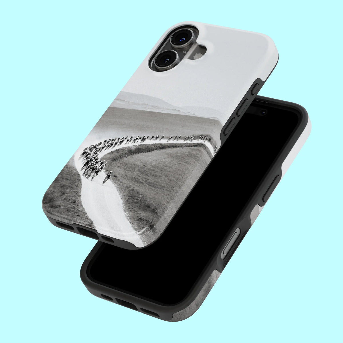 Coque de téléphone Strade Bianche, vue de dos avec le visuel de la course