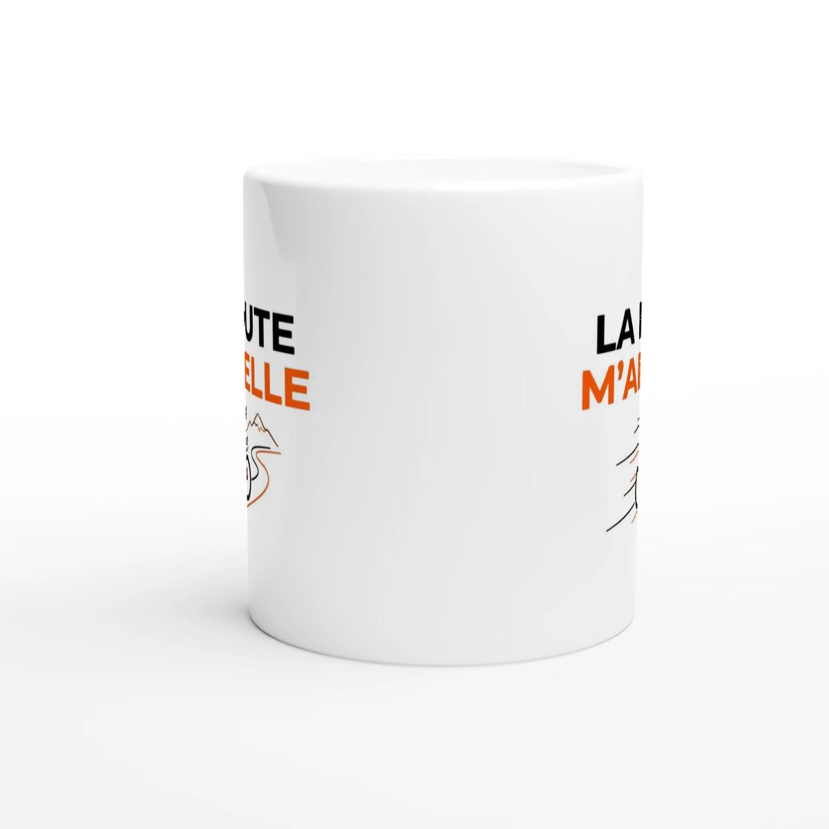 Mug cycliste La route m'appelle, détail de l'impression