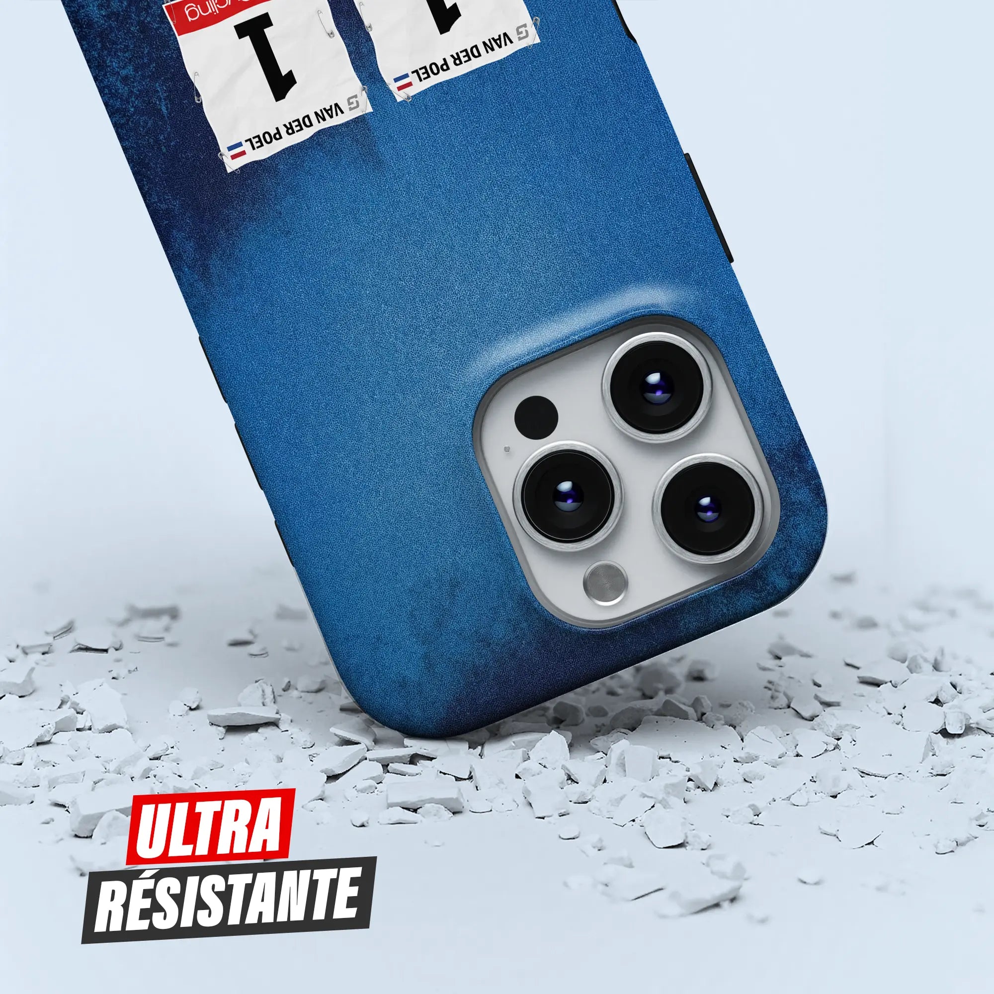 Coque iPhone cadeau cycliste Alpecin Premier Tech avec nom, numéro et drapeau