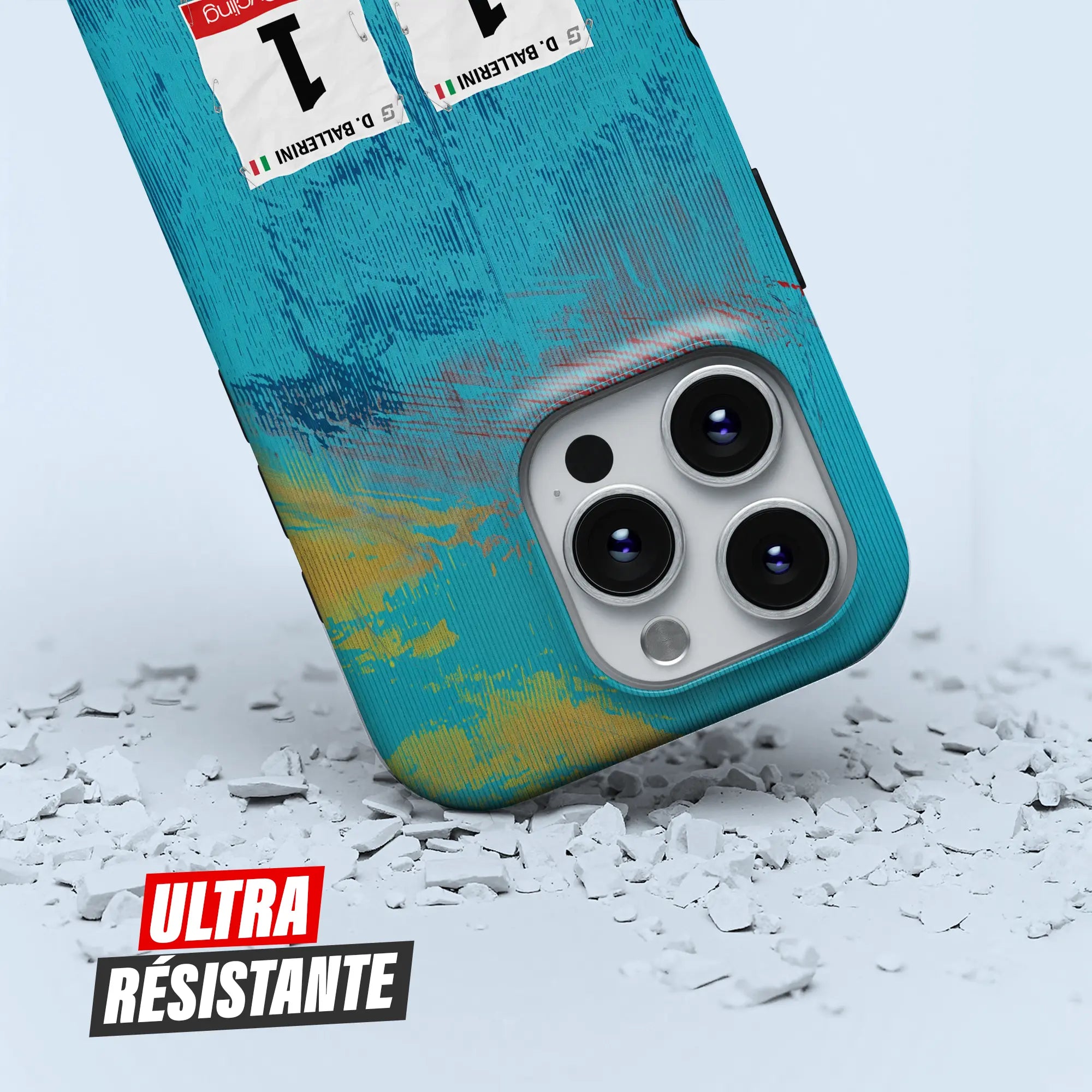 Coque iPhone cadeau cycliste XDS Astana Team avec nom, numéro et drapeau