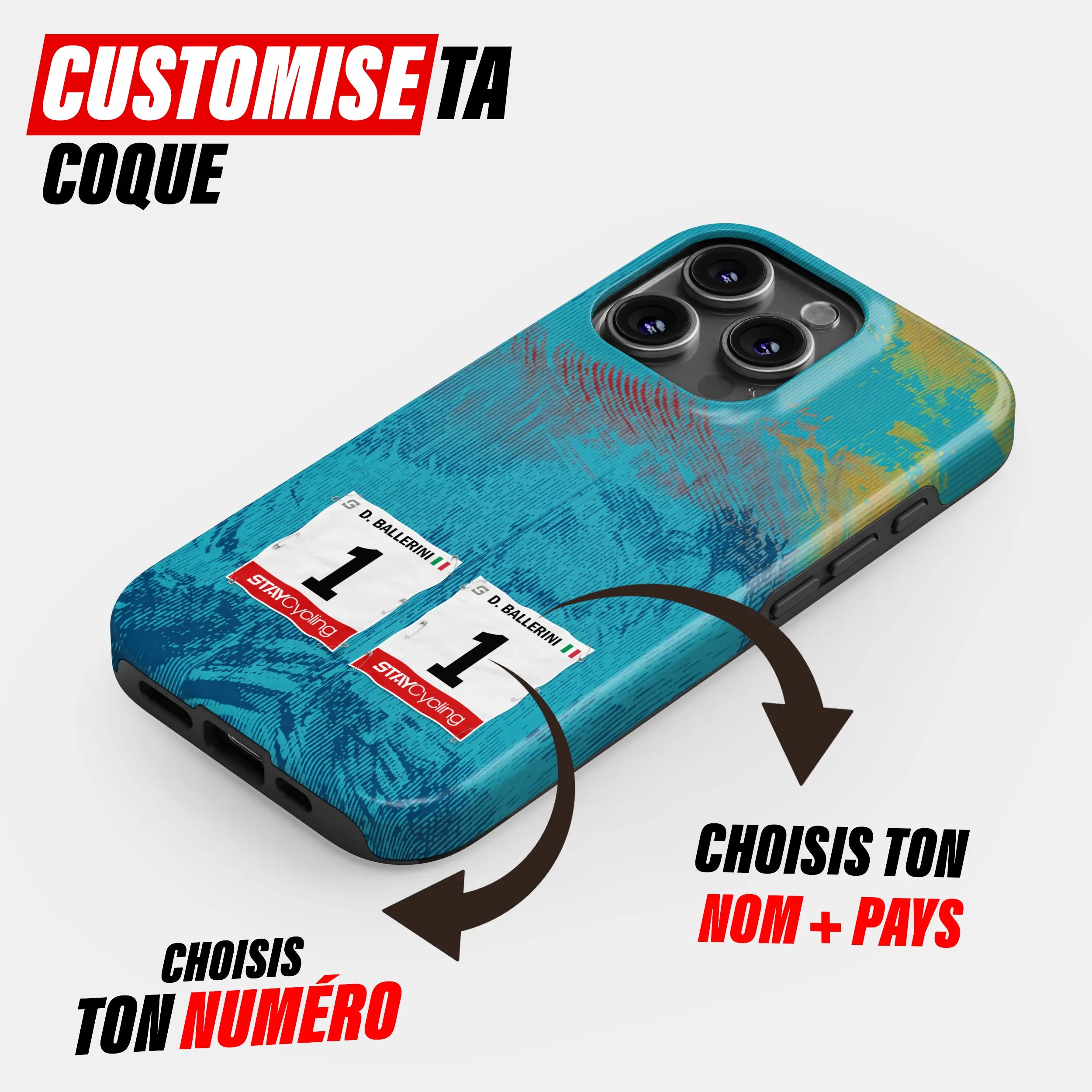 Coque téléphone cyclisme personnalisée aux couleurs XDS Astana Team, protection double couche