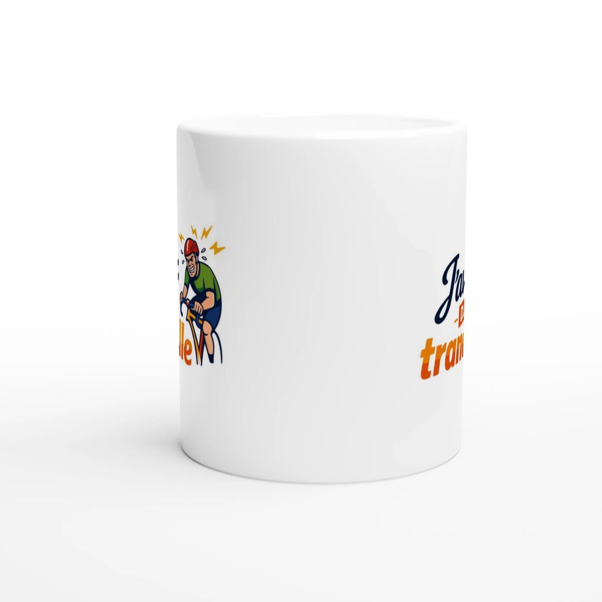 Mug cycliste J'avais dit tranquille, détail de l'impression