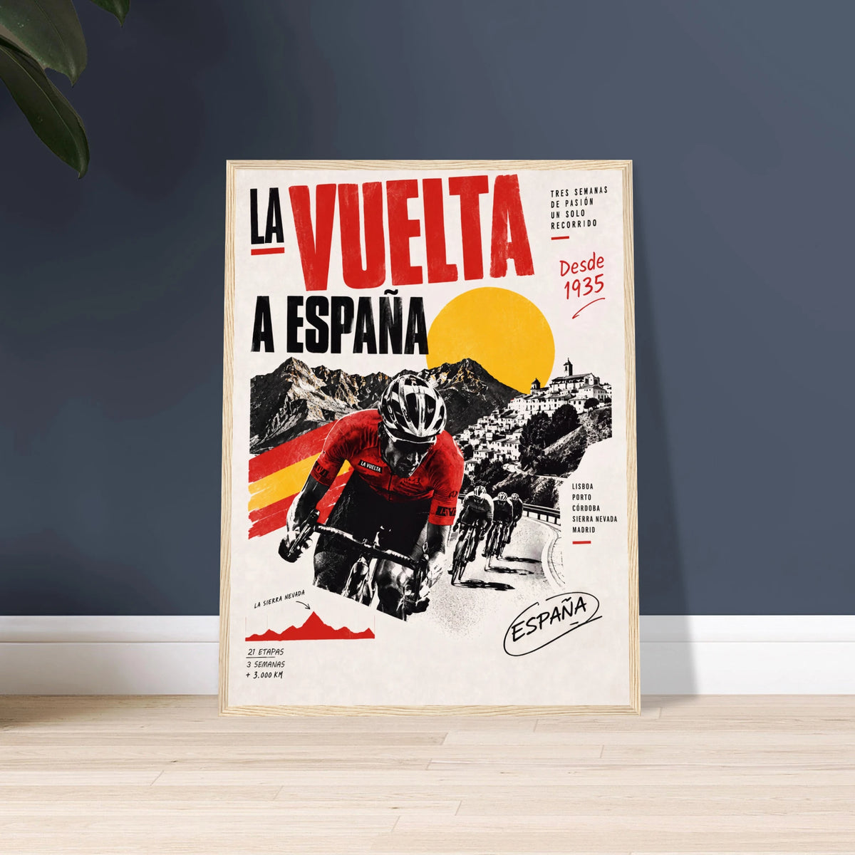 Poster cyclisme La Vuelta a España, tirage encadré prêt à accrocher