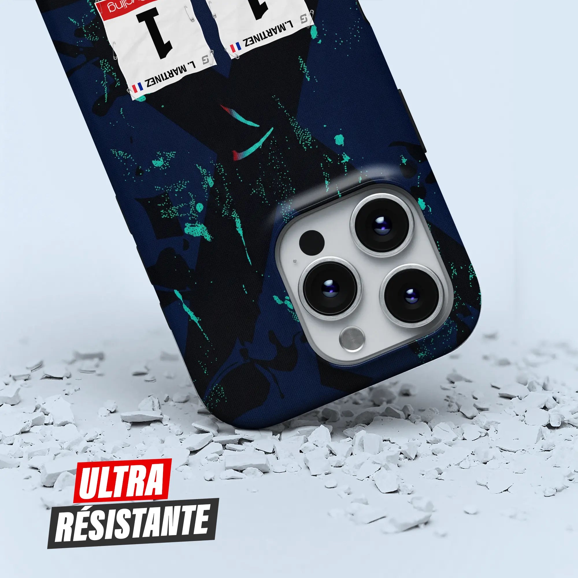 Coque iPhone cadeau cycliste Team Bahrain Victorious avec nom, numéro et drapeau