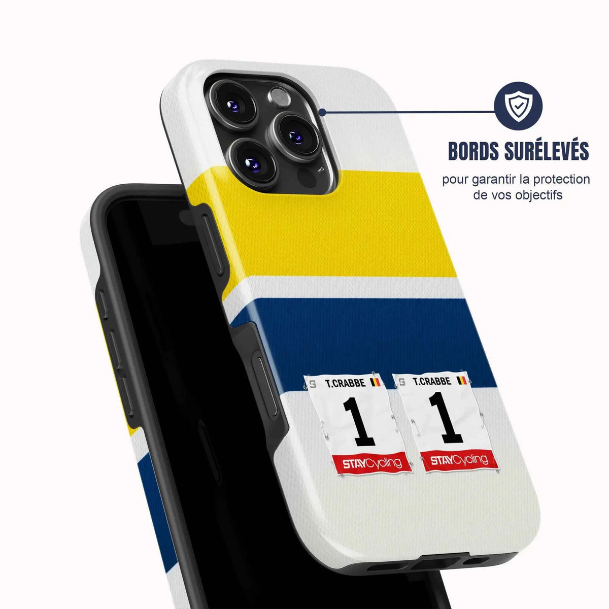 Coque de téléphone cyclisme Flanders Baloise, vue de dos avec dossard