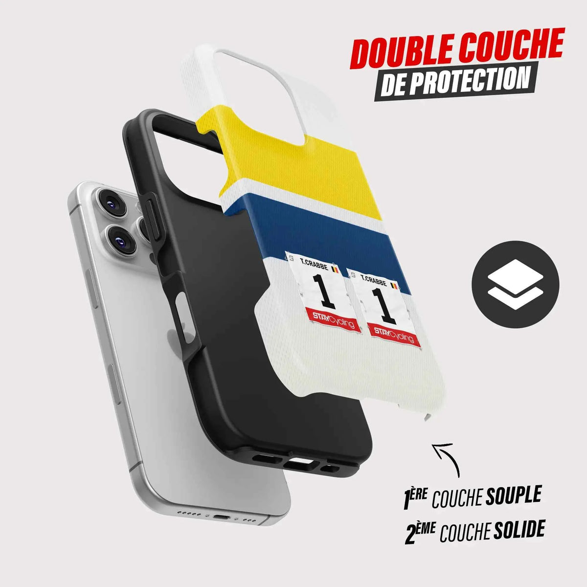 Coque iPhone Flanders Baloise personnalisable, gros plan sur le dossard