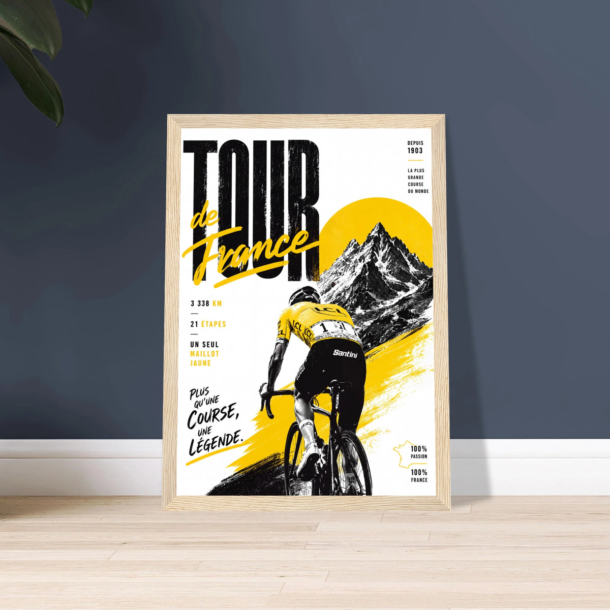 Poster cyclisme La Grande Boucle encadré, cadeau pour amateur de vélo