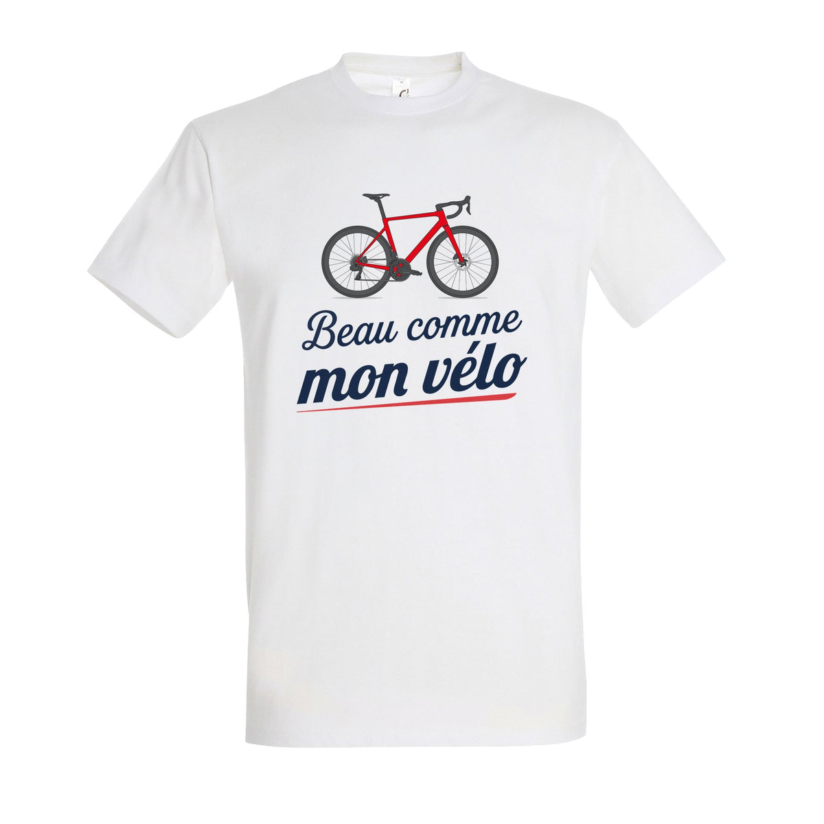 T-shirt blanc Beau comme mon vélo – vélo Rouge Course (Racing Red)