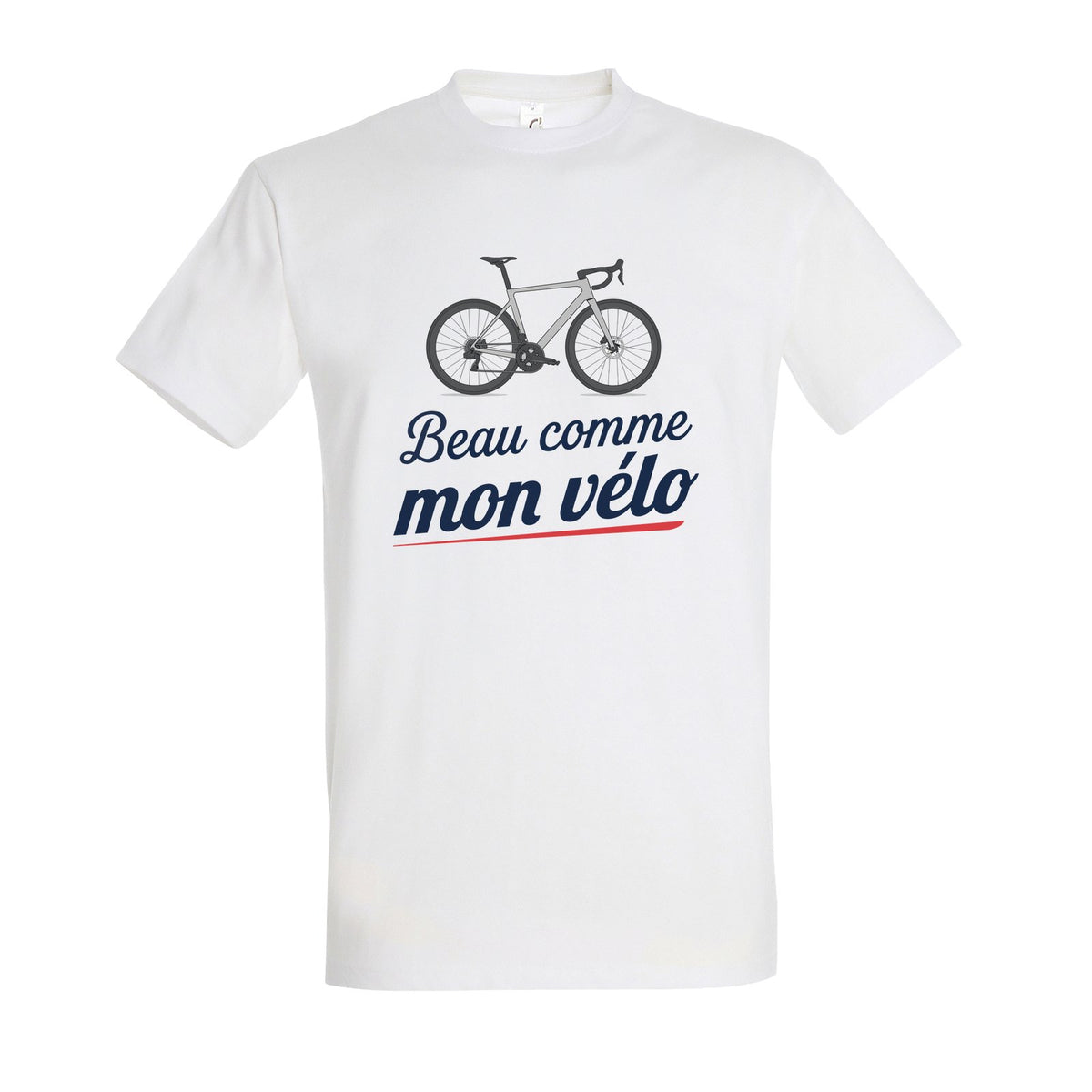 T-shirt blanc Beau comme mon vélo – vélo Argent Chromé / Métal Brossé