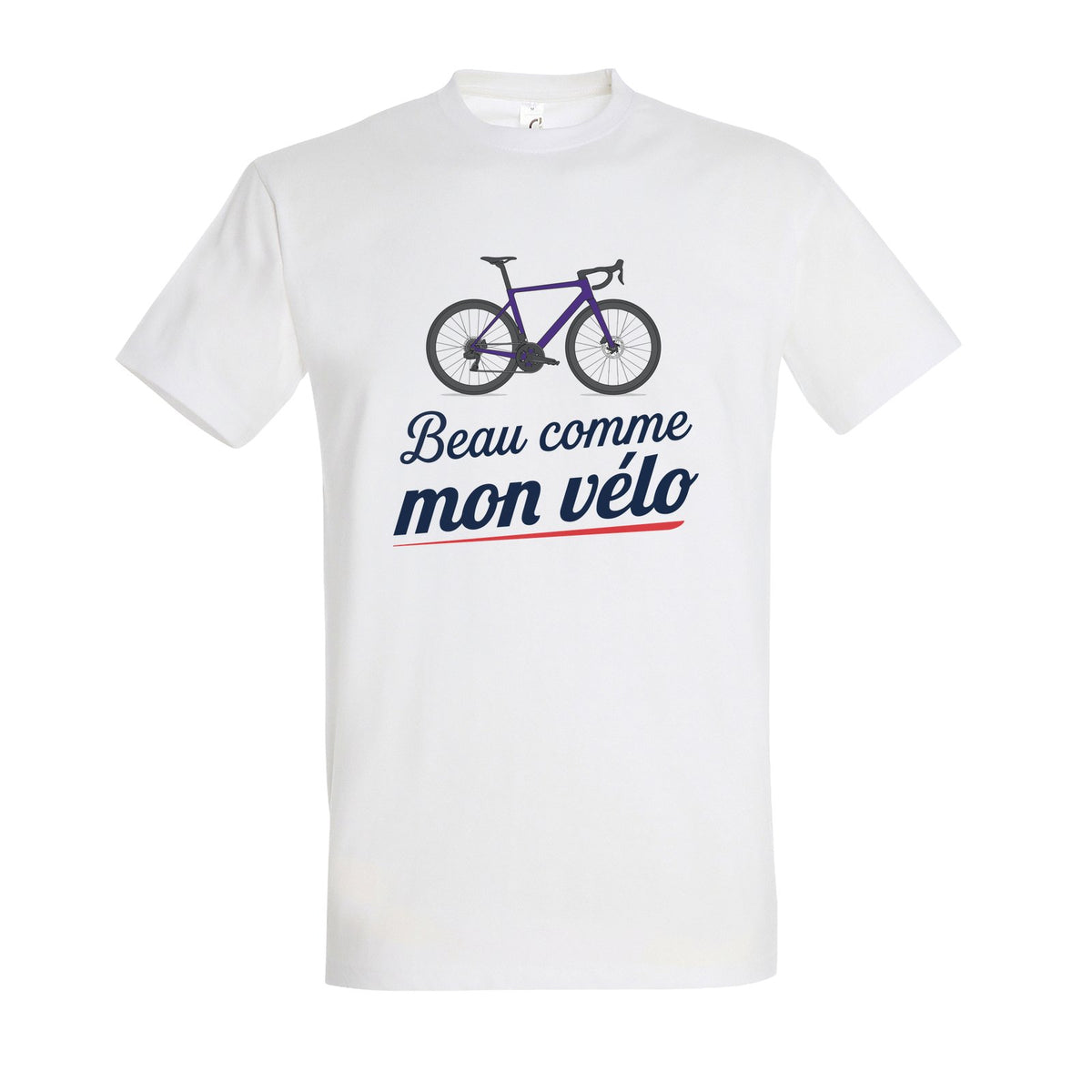 T-shirt blanc Beau comme mon vélo – vélo Violet Profond / Lilas