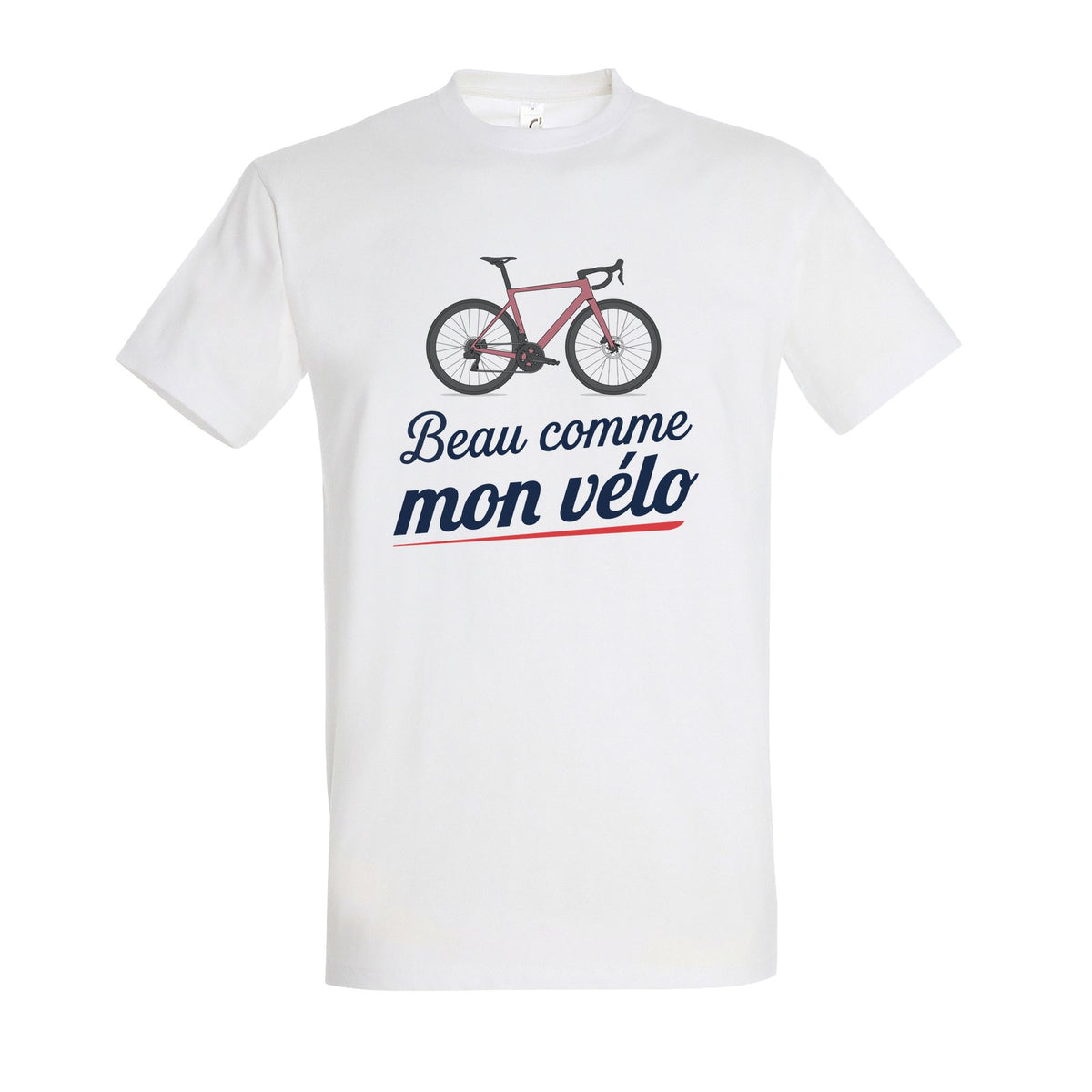 T-shirt blanc Beau comme mon vélo – vélo Rose Pastel / Rose Gold
