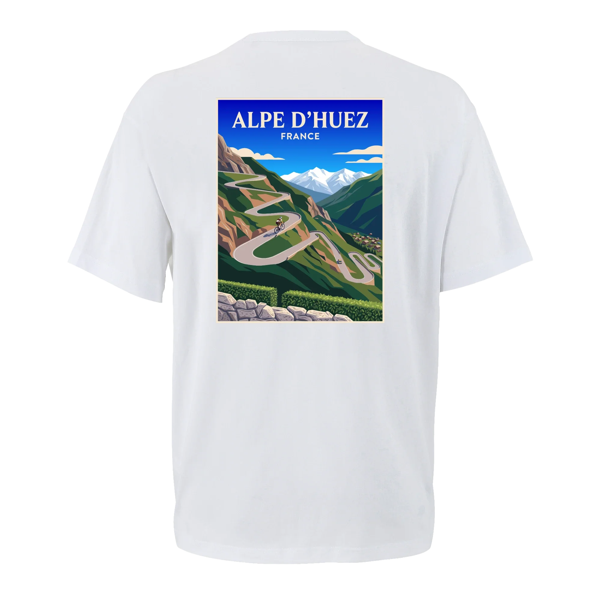 T-shirt oversize Alpe d'Huez, vue de dos avec flocage du col mythique