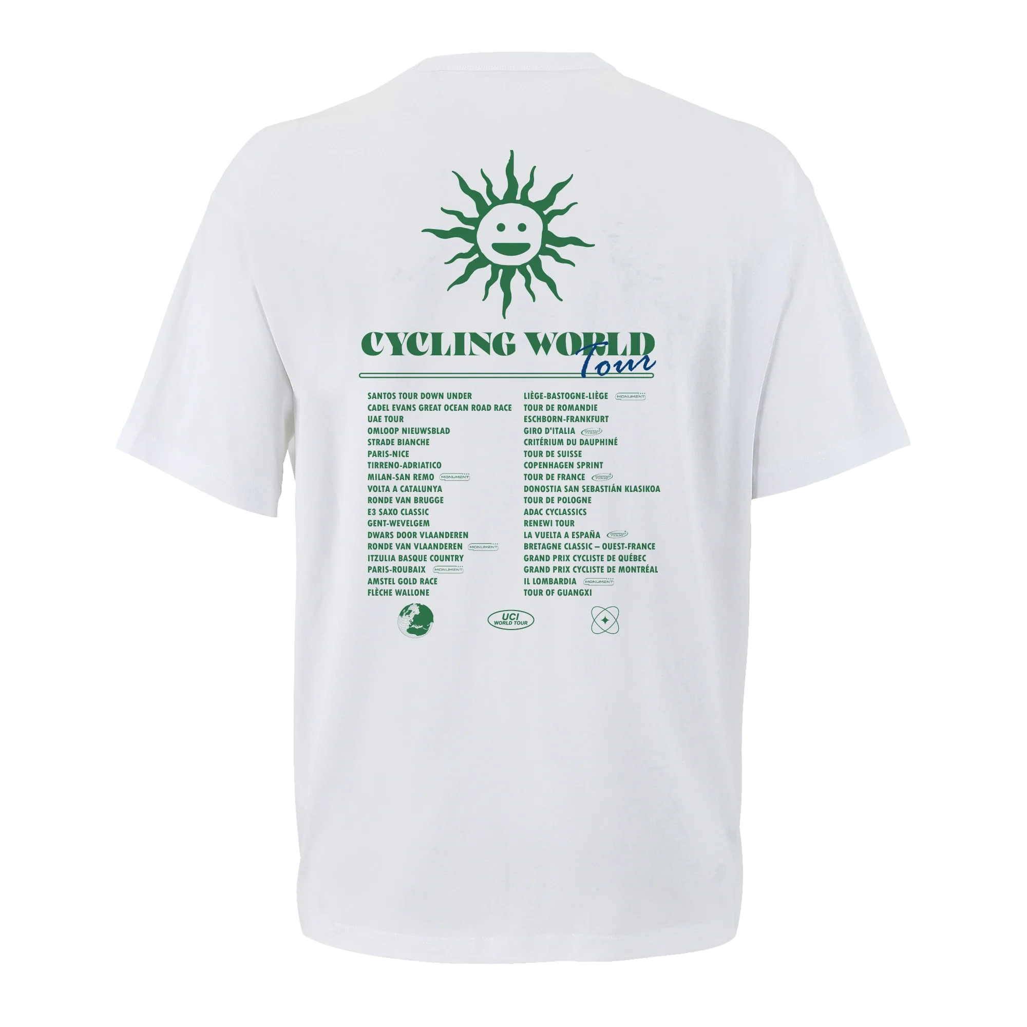 T-shirt oversize Cycling World Tour, vue de dos avec flocage du visuel