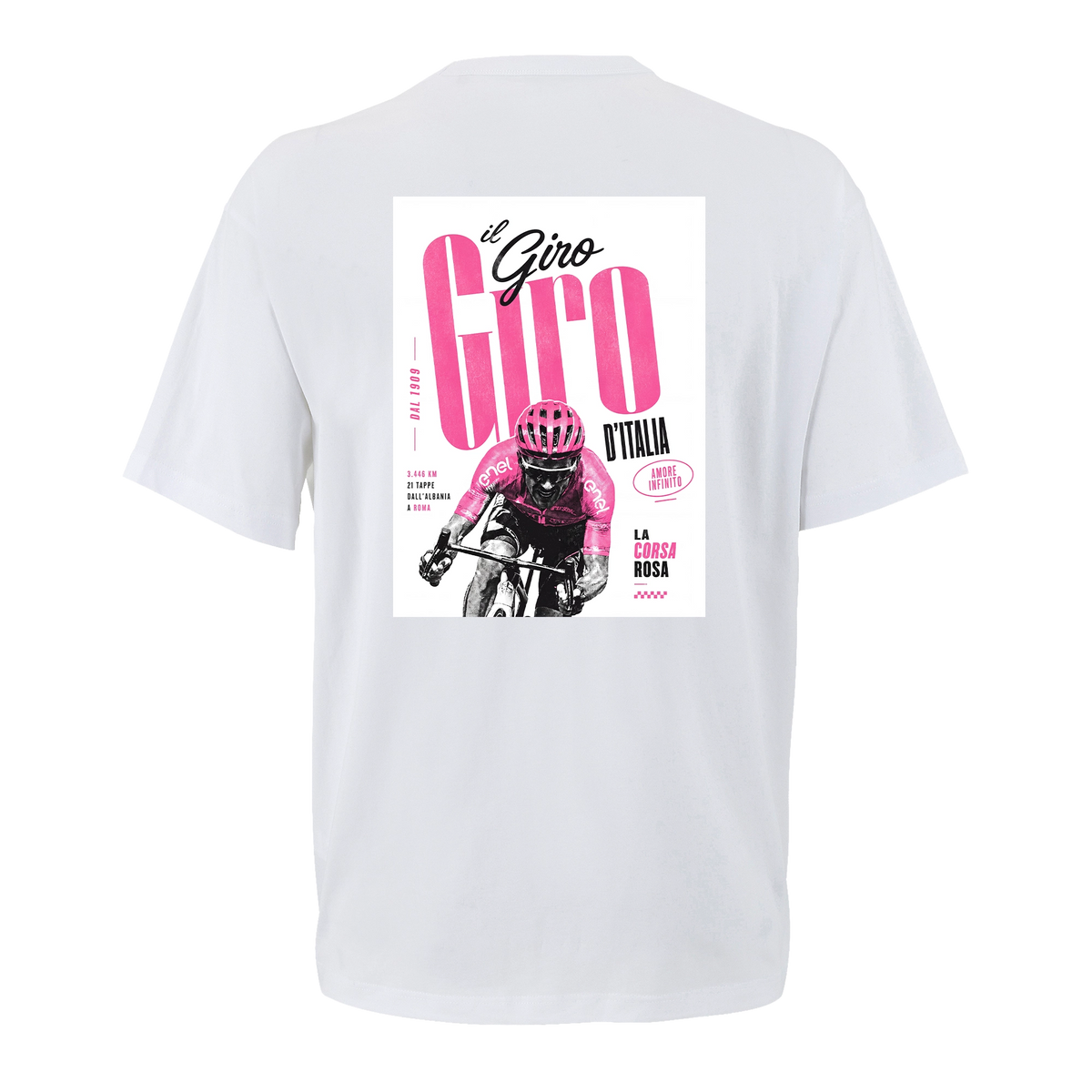T-shirt cyclisme oversize Il Giro d'Italia, vue de dos avec flocage grand format
