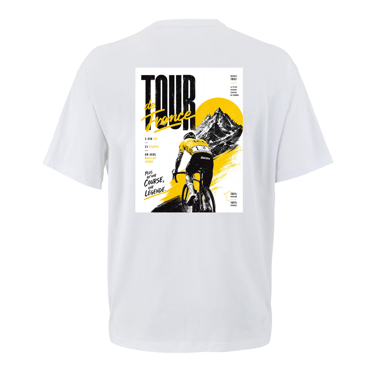T-shirt cyclisme oversize Le Tour, vue de dos avec flocage grand format