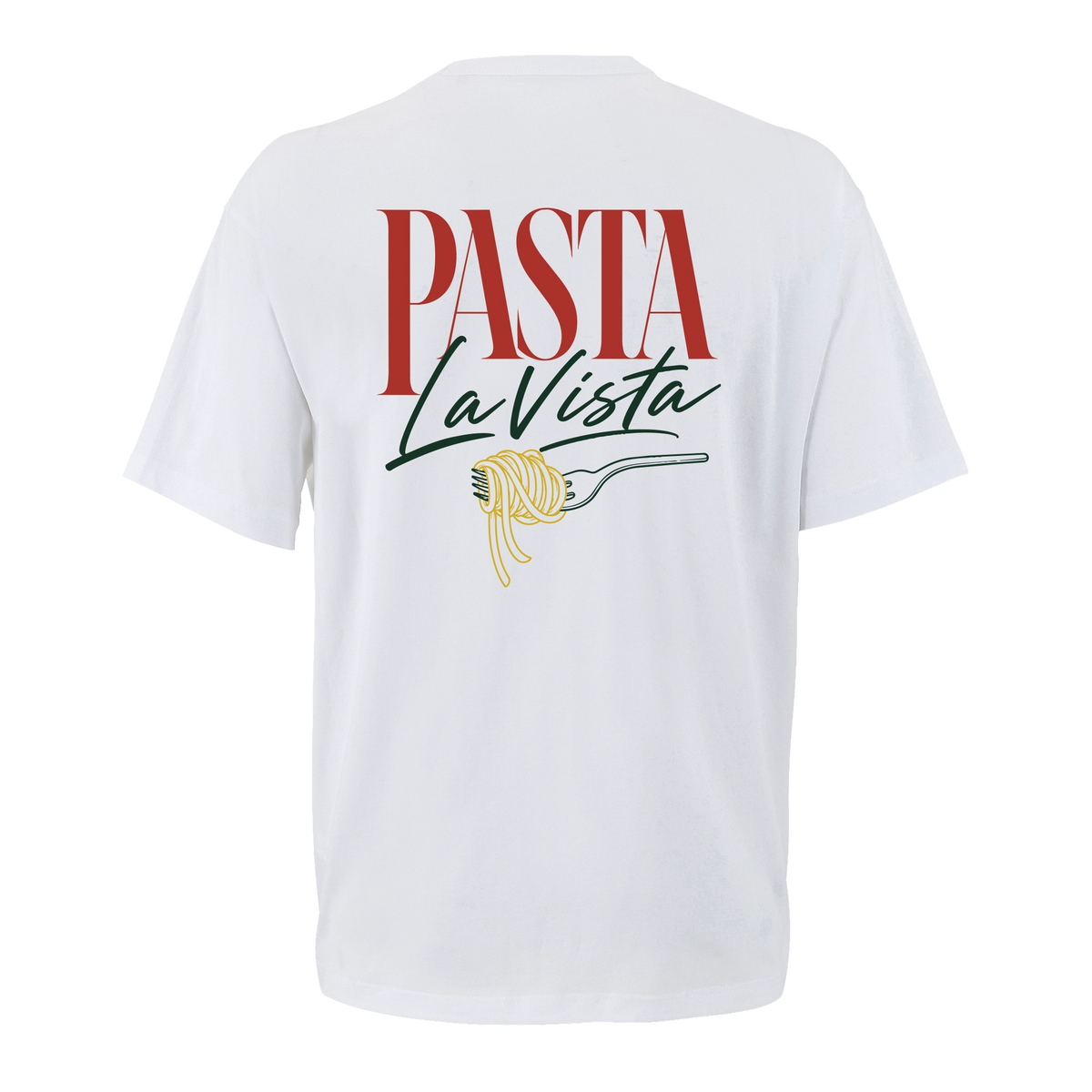 T-shirt cyclisme oversize Pasta la Vista, vue de dos avec flocage grand format