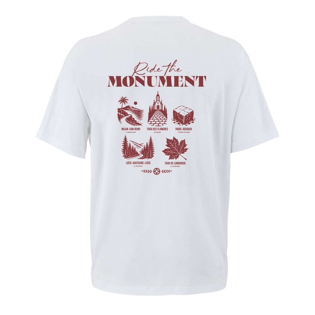T-shirt cyclisme oversize Ride the Monument, vue de dos avec flocage grand format