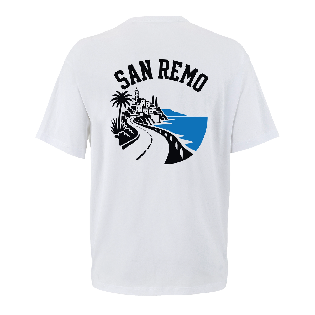 T-shirt cyclisme oversize San Remo, vue de dos avec flocage grand format