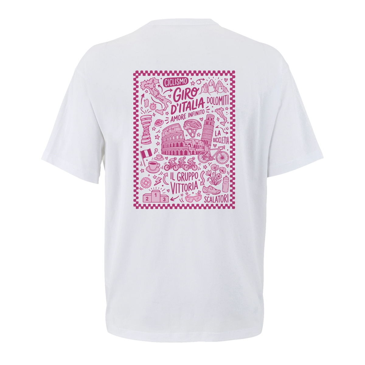 T-shirt cyclisme oversize Doodle Giro, vue de dos avec flocage grand format