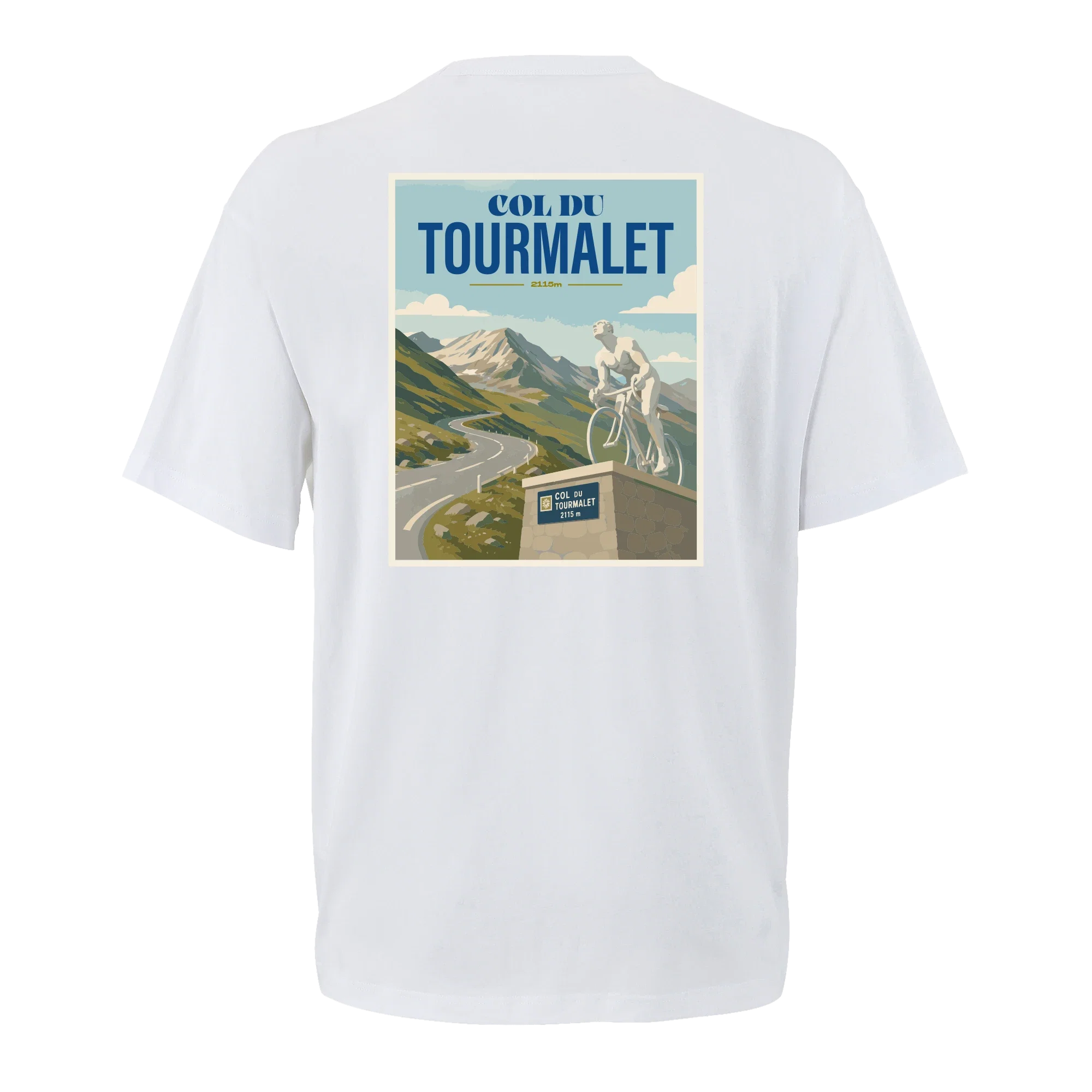 T-shirt oversize Tourmalet, vue de dos avec flocage du col mythique