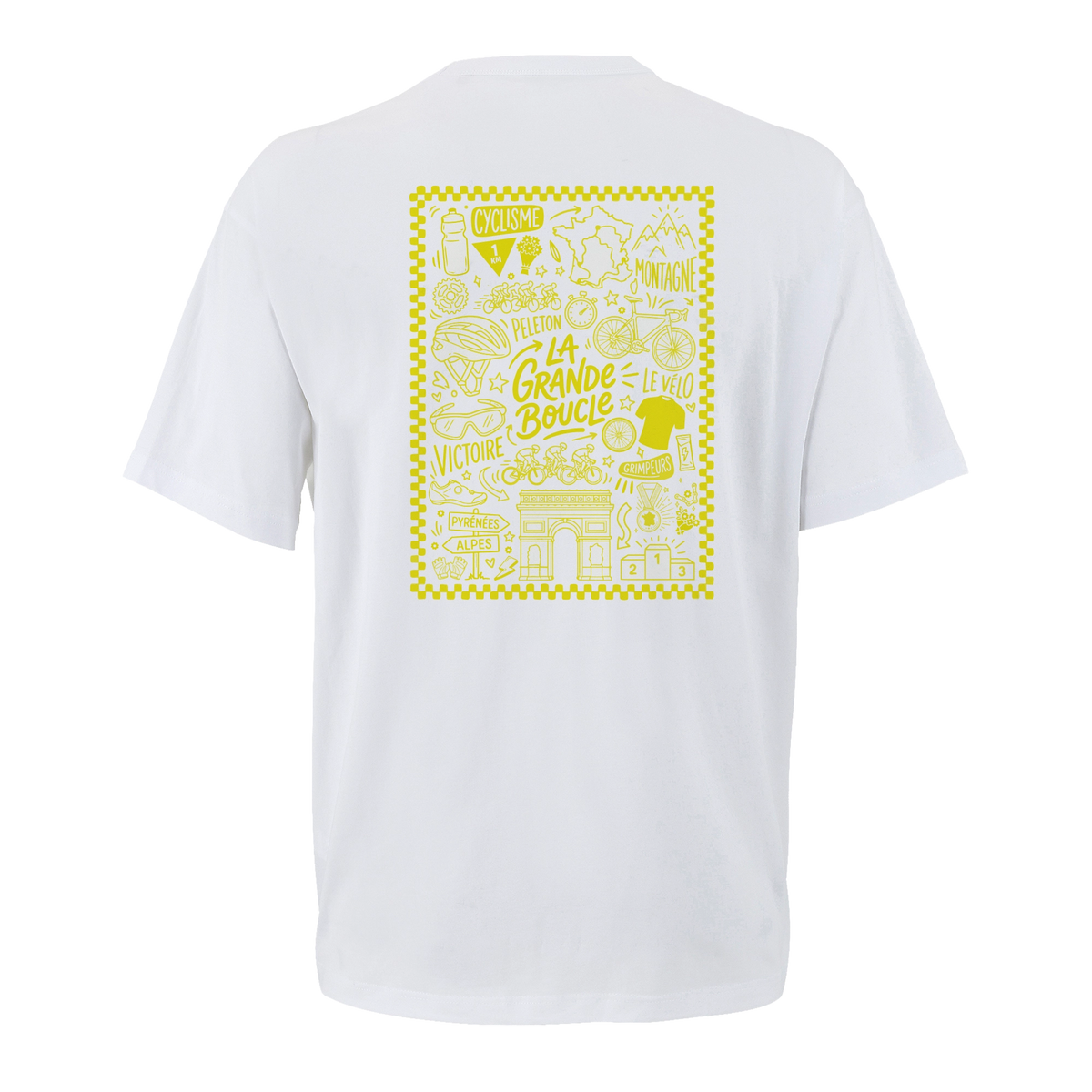 T-shirt cyclisme oversize Doodle Tour, vue de dos avec flocage grand format