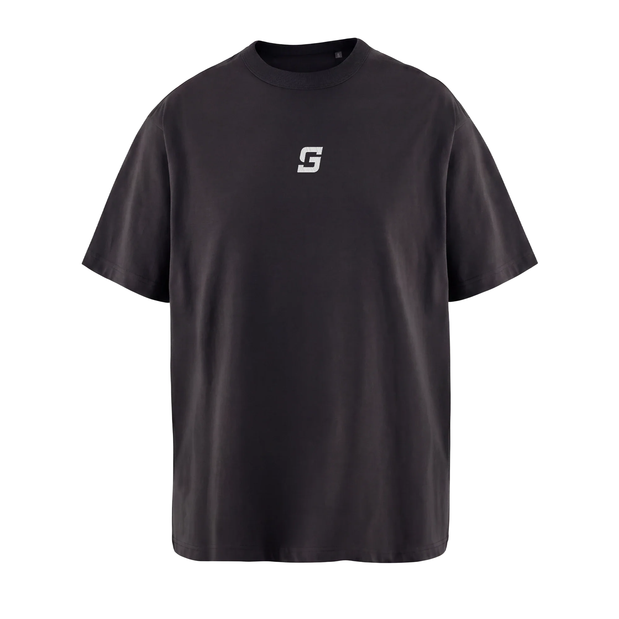 T-shirt oversize noir Built to Ride, vue de face avec broderie logo STAY