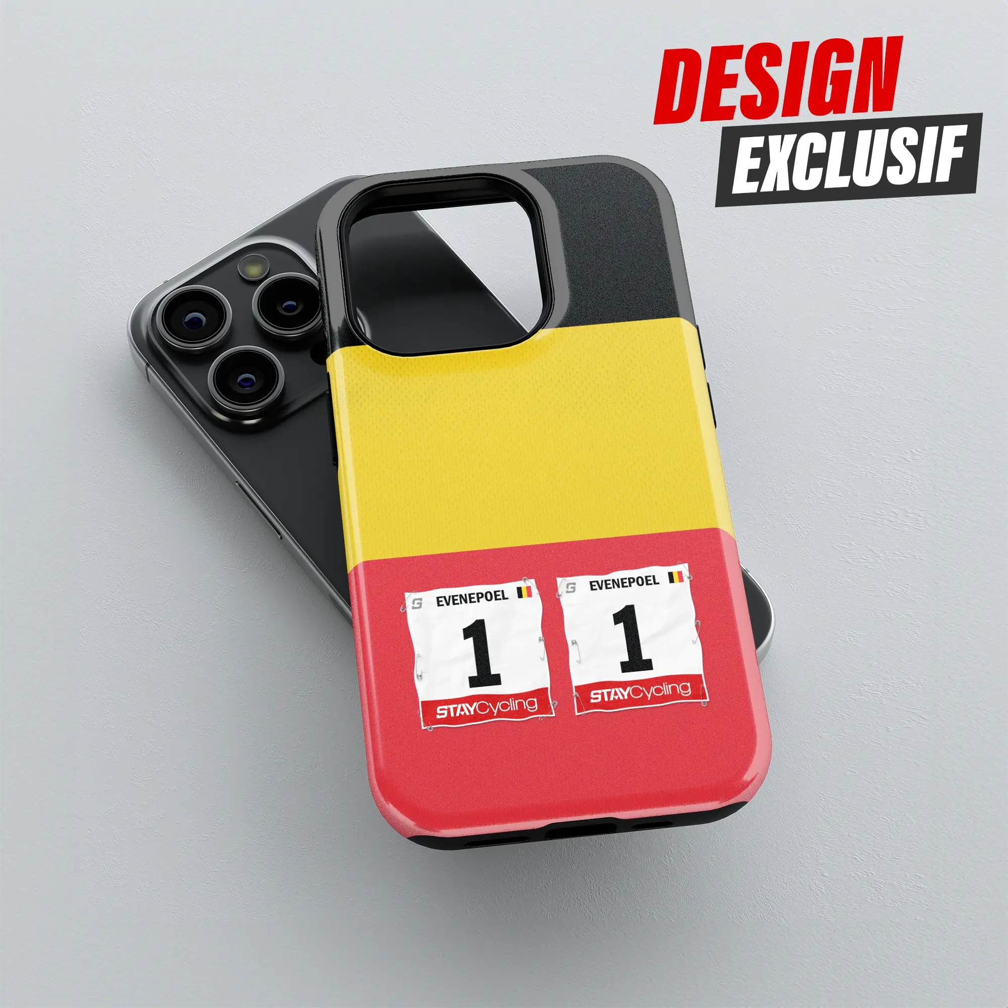 Coque de téléphone Champion de Belgique, détail de l'impression 3D haute définition