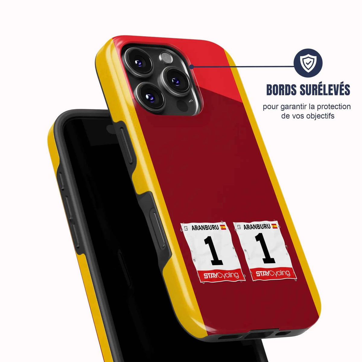 Coque de téléphone cyclisme Cofidis, vue de dos avec dossard