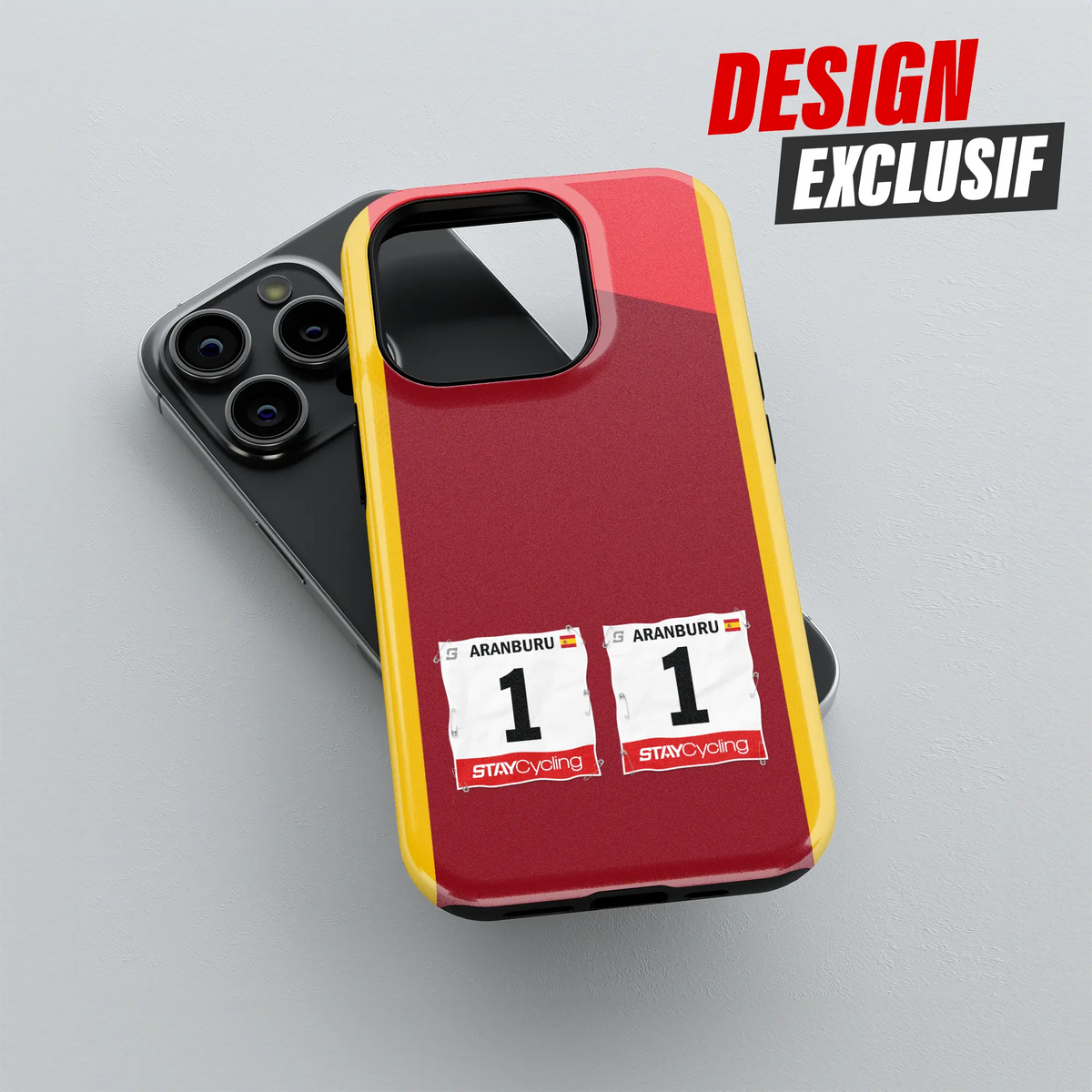 Coque iPhone cadeau cycliste Cofidis avec nom, numéro et drapeau