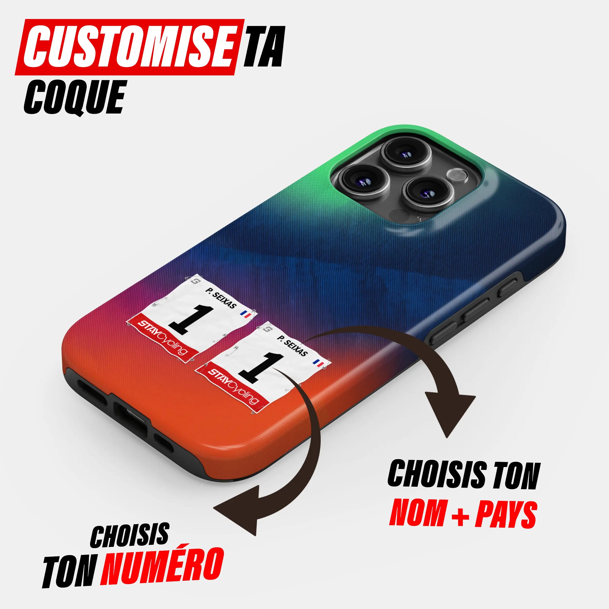 Coque téléphone cyclisme personnalisée aux couleurs Decathlon CMA CGM Team, protection double couche