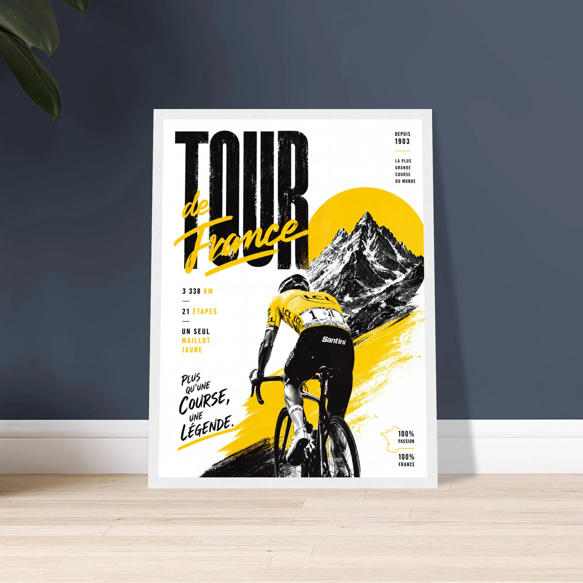 Affiche vélo La Grande Boucle encadrée, idée cadeau cycliste