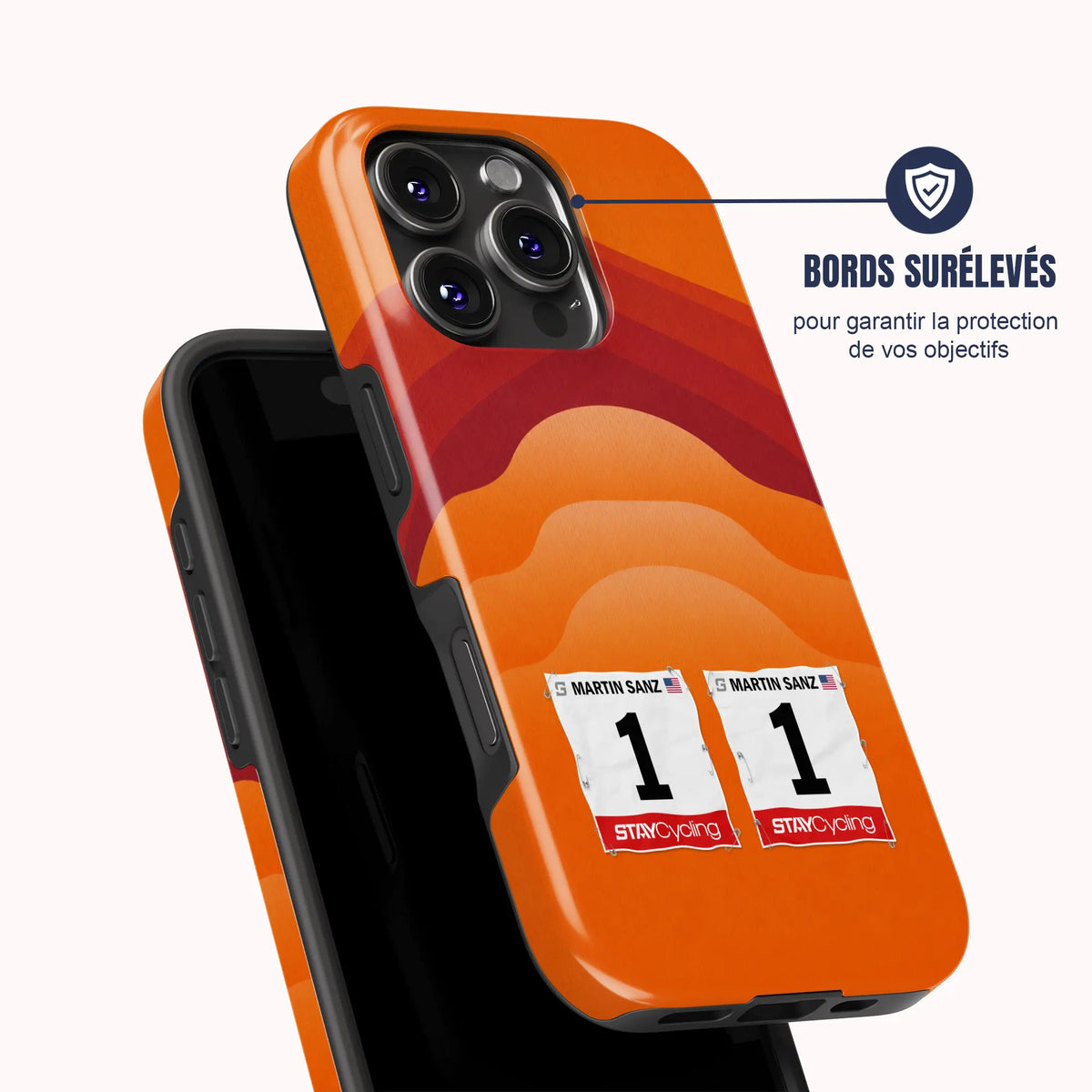 Coque de téléphone cyclisme Euskaltel Euskadi, vue de dos avec dossard