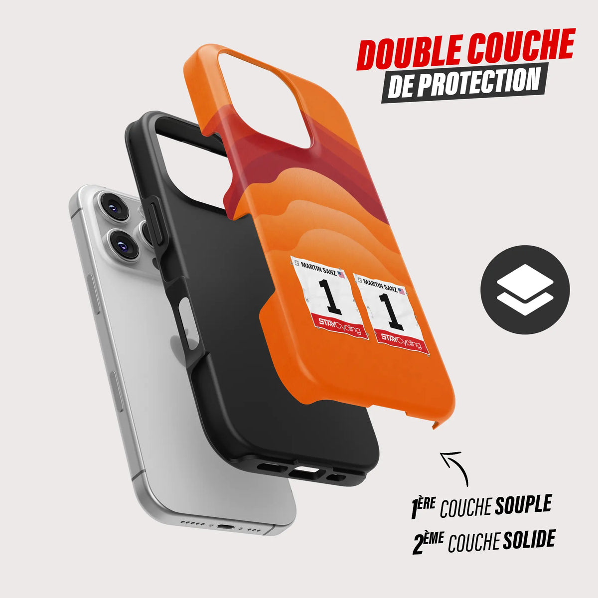 Coque iPhone Euskaltel Euskadi personnalisable, gros plan sur le dossard