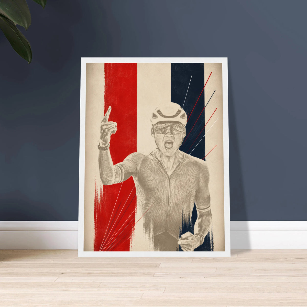 Affiche cycliste MVDP, poster encadré format portrait
