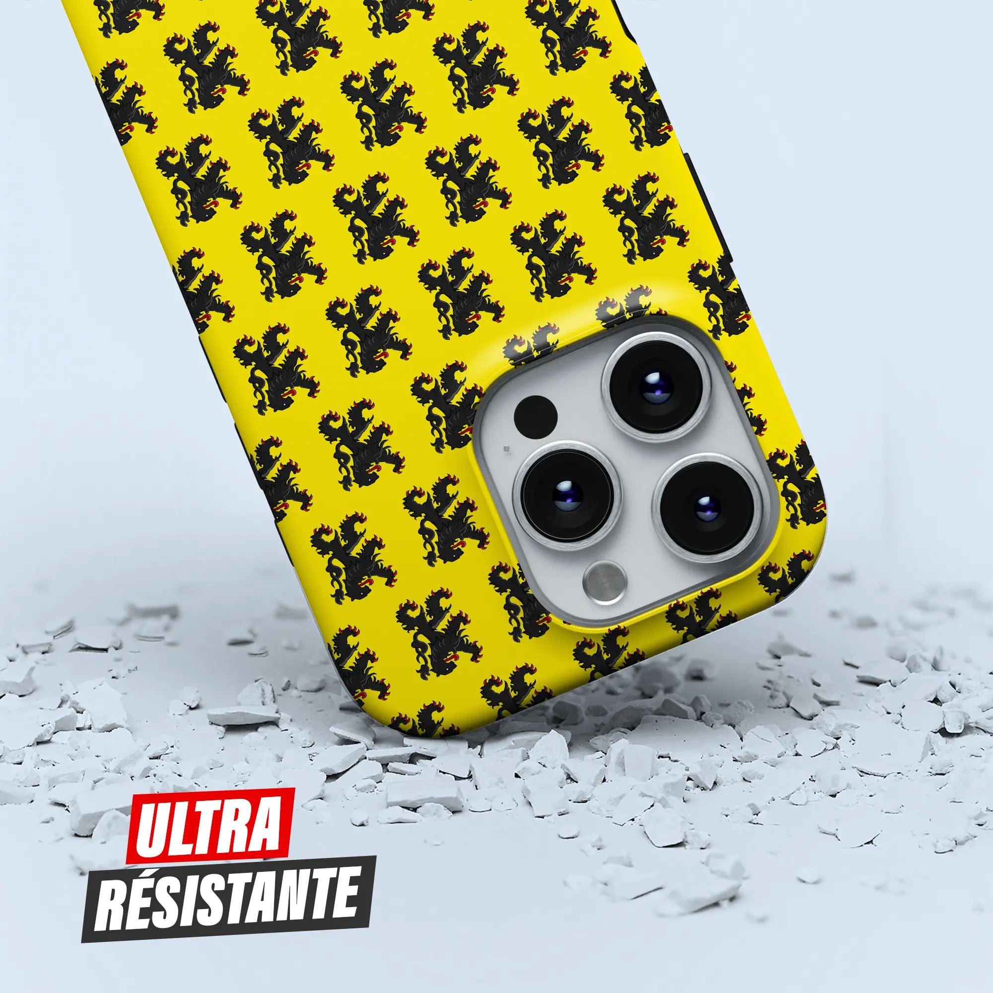 Coque iPhone cyclisme Flanders Lion, protection double couche