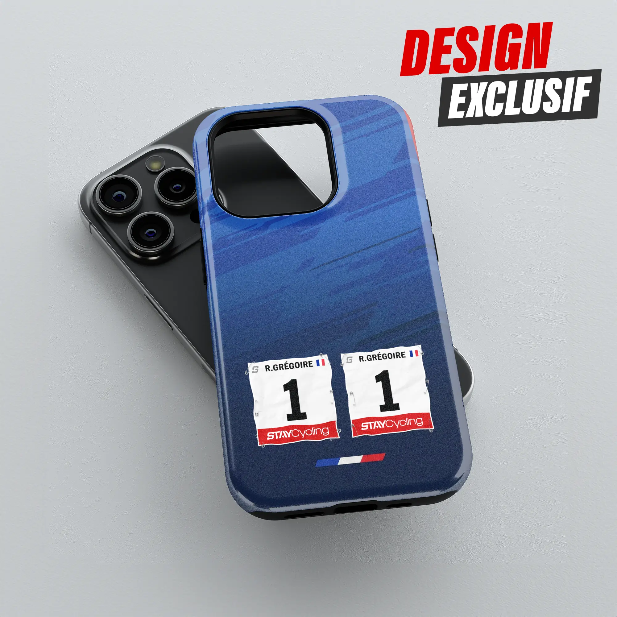 Coque de téléphone Groupama FDJ United, détail de l'impression 3D haute définition
