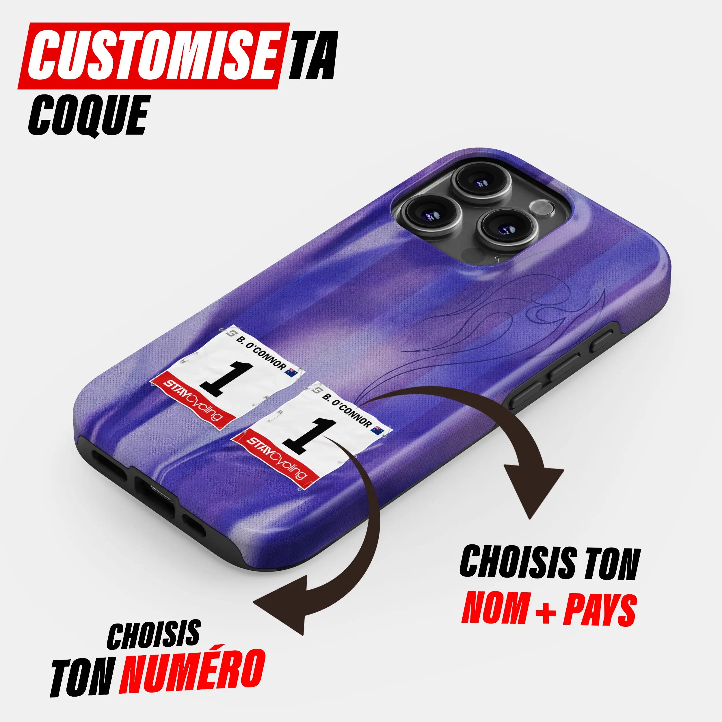 Coque téléphone cyclisme personnalisée aux couleurs Team Jayco AlUla, protection double couche