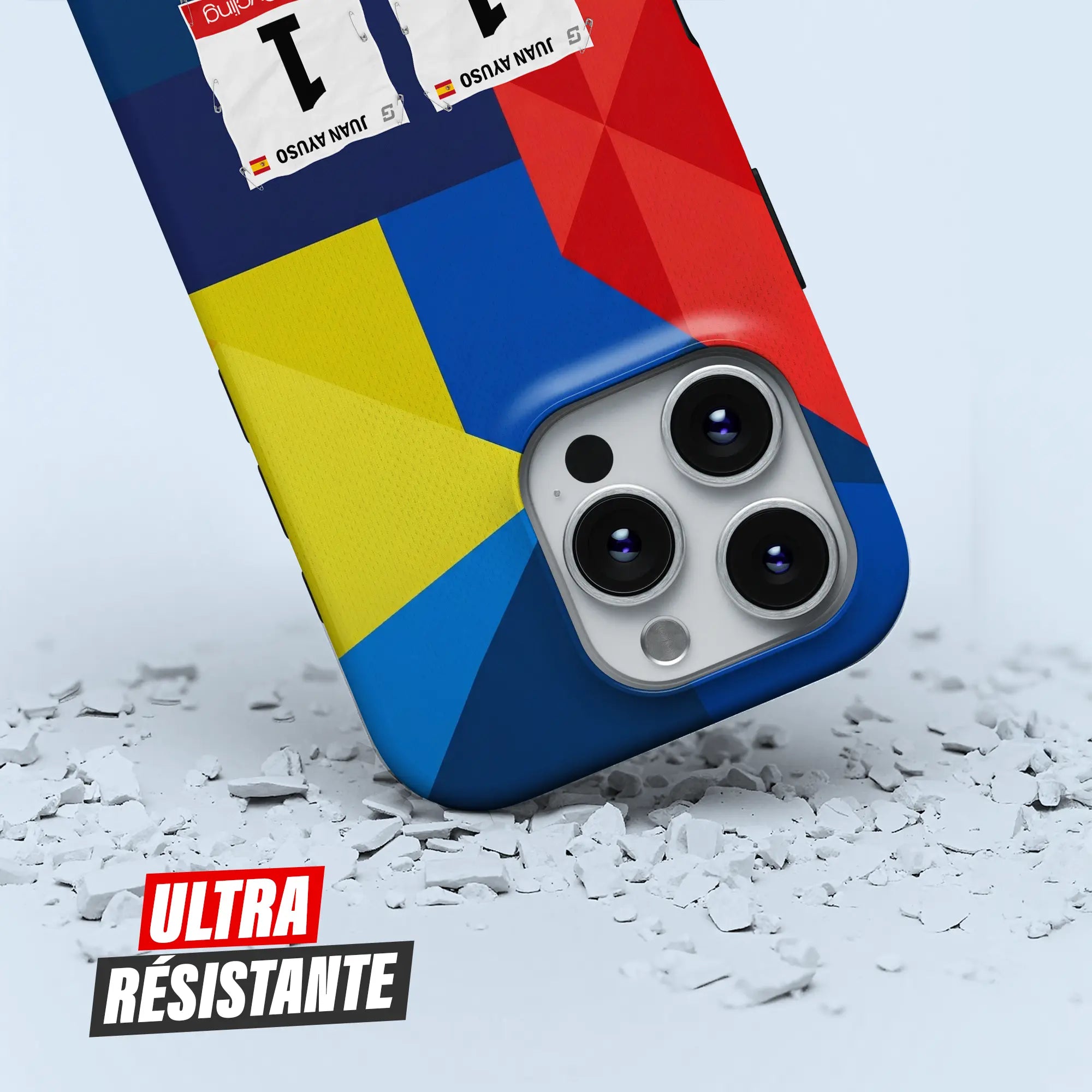 Coque iPhone cadeau cycliste Lidl Trek avec nom, numéro et drapeau