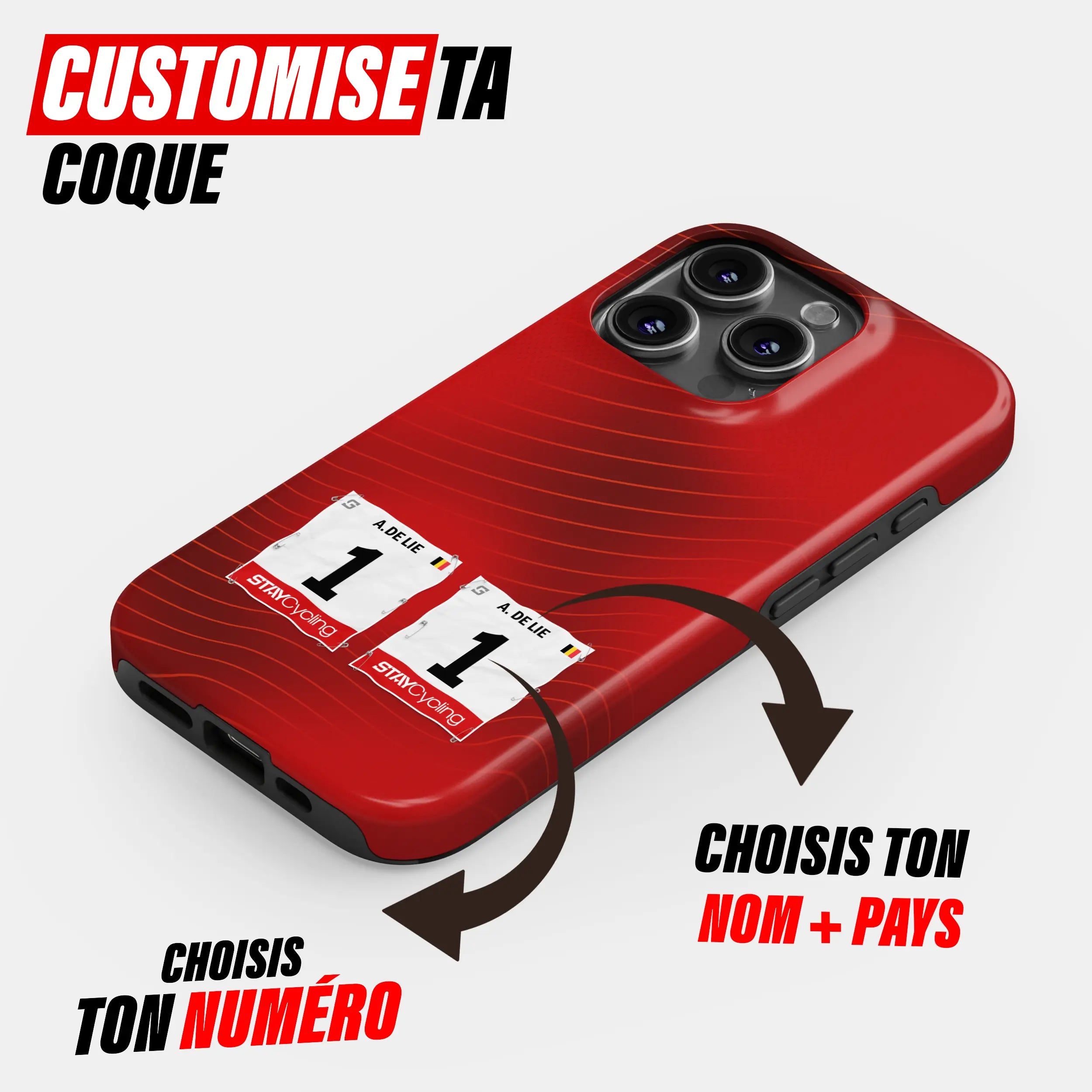 Coque téléphone cyclisme personnalisée aux couleurs Lotto Intermarché, protection double couche