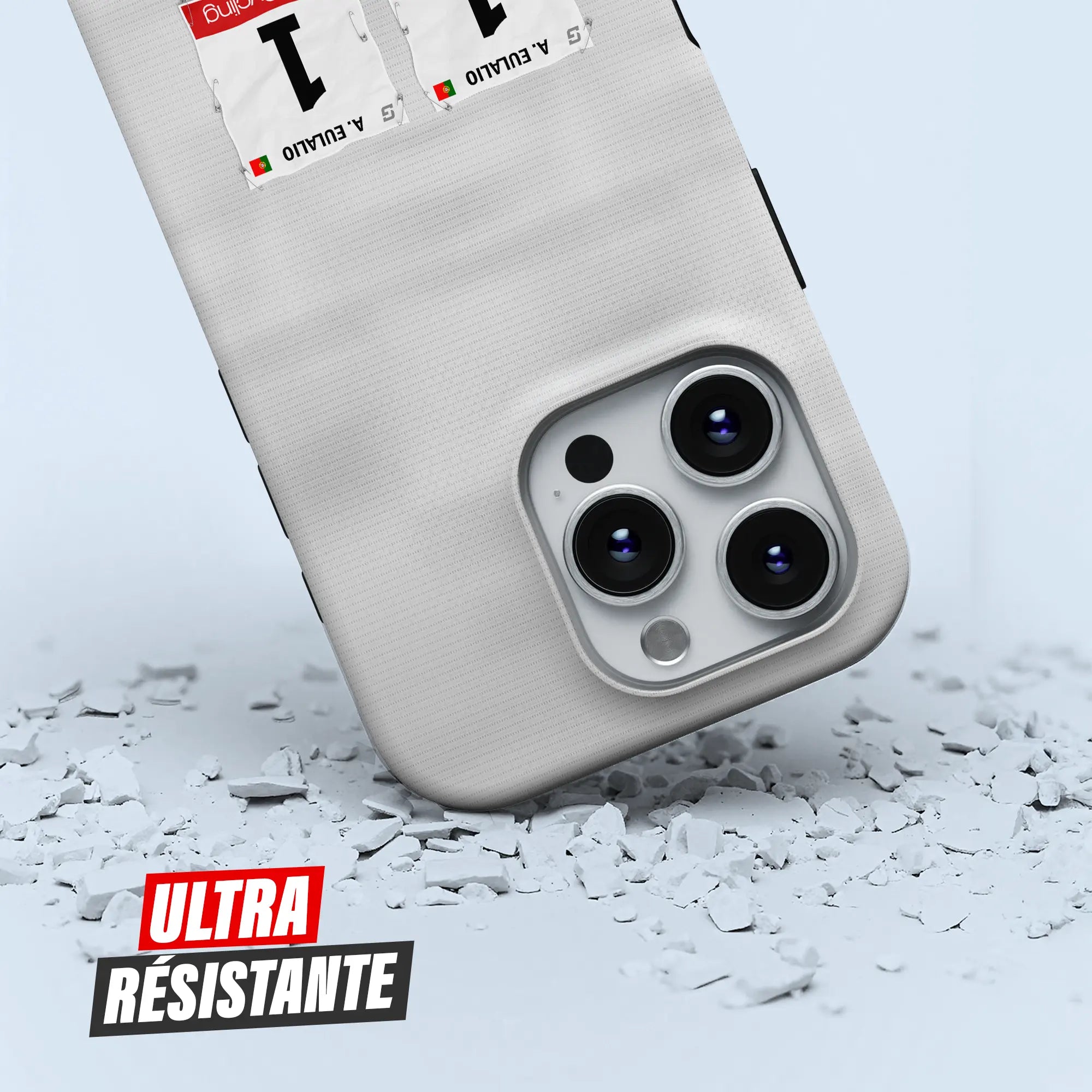 Coque iPhone cadeau cycliste Maglia Bianca avec nom, numéro et drapeau